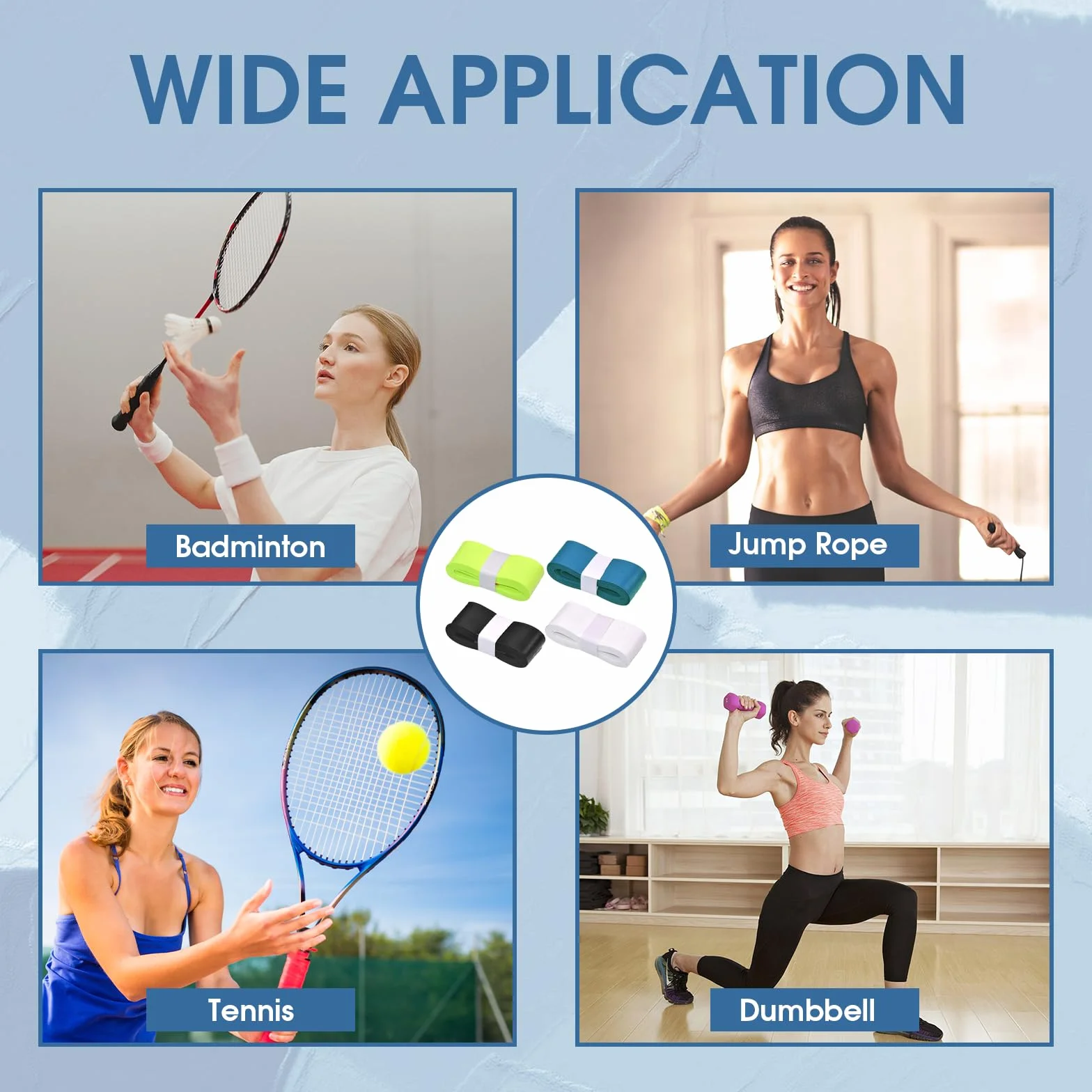 Tenis Power Touch Overgrip Anti Slip Bádminton Lote de 8 agarres para raqueta