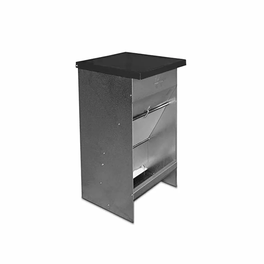 Comedero para Perros (Capacidad 30 L / 21,6 kg Aprox.) - Tolva para Perros Galvanizada Premium - con Tapa para Proteger el Pienso - Incluye expendedor de bolsitas