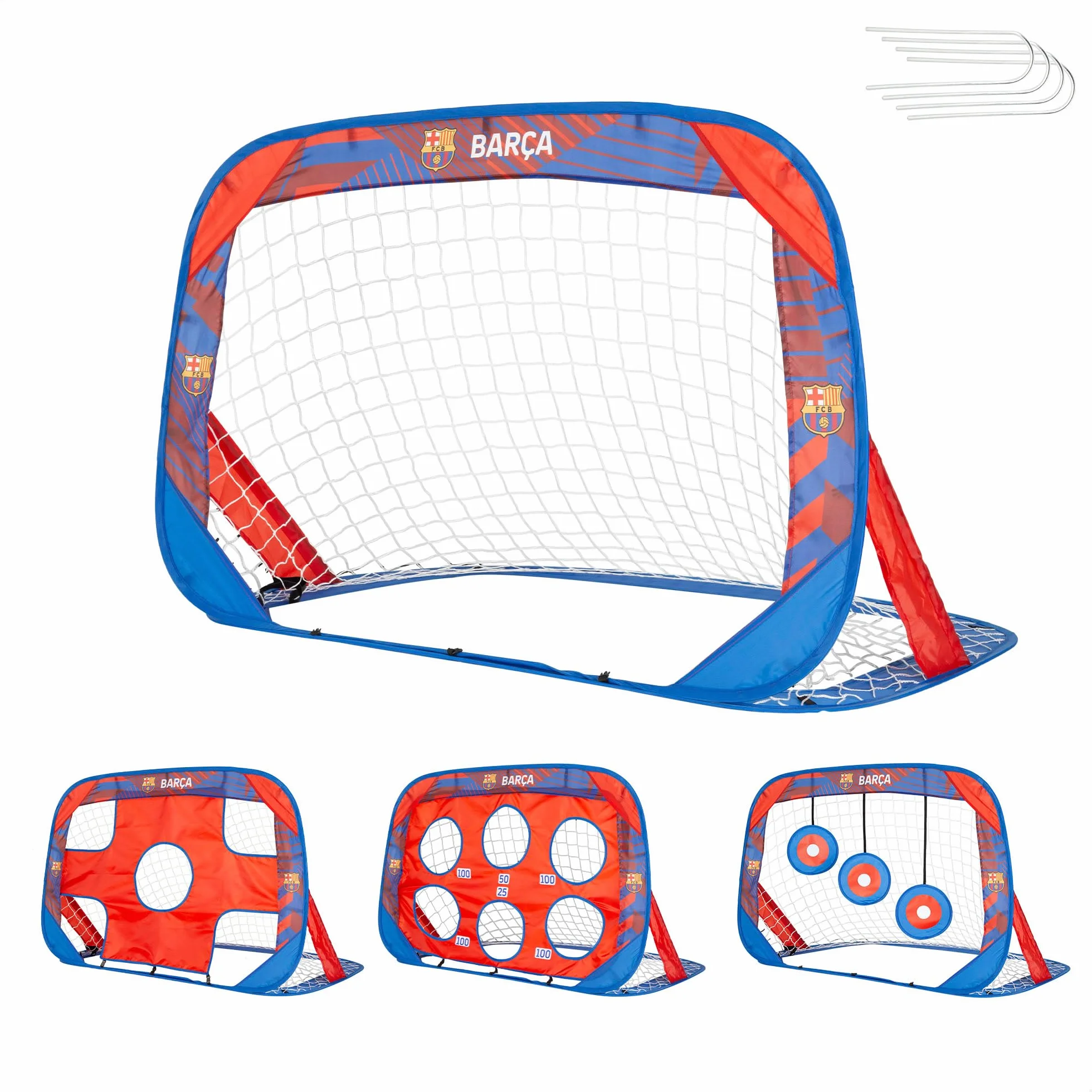 COLORBABY portería Pop-up fútbol 4 en 1, 120 x 80 x 80 cm, con dianas intercambiables, bolsa con asas