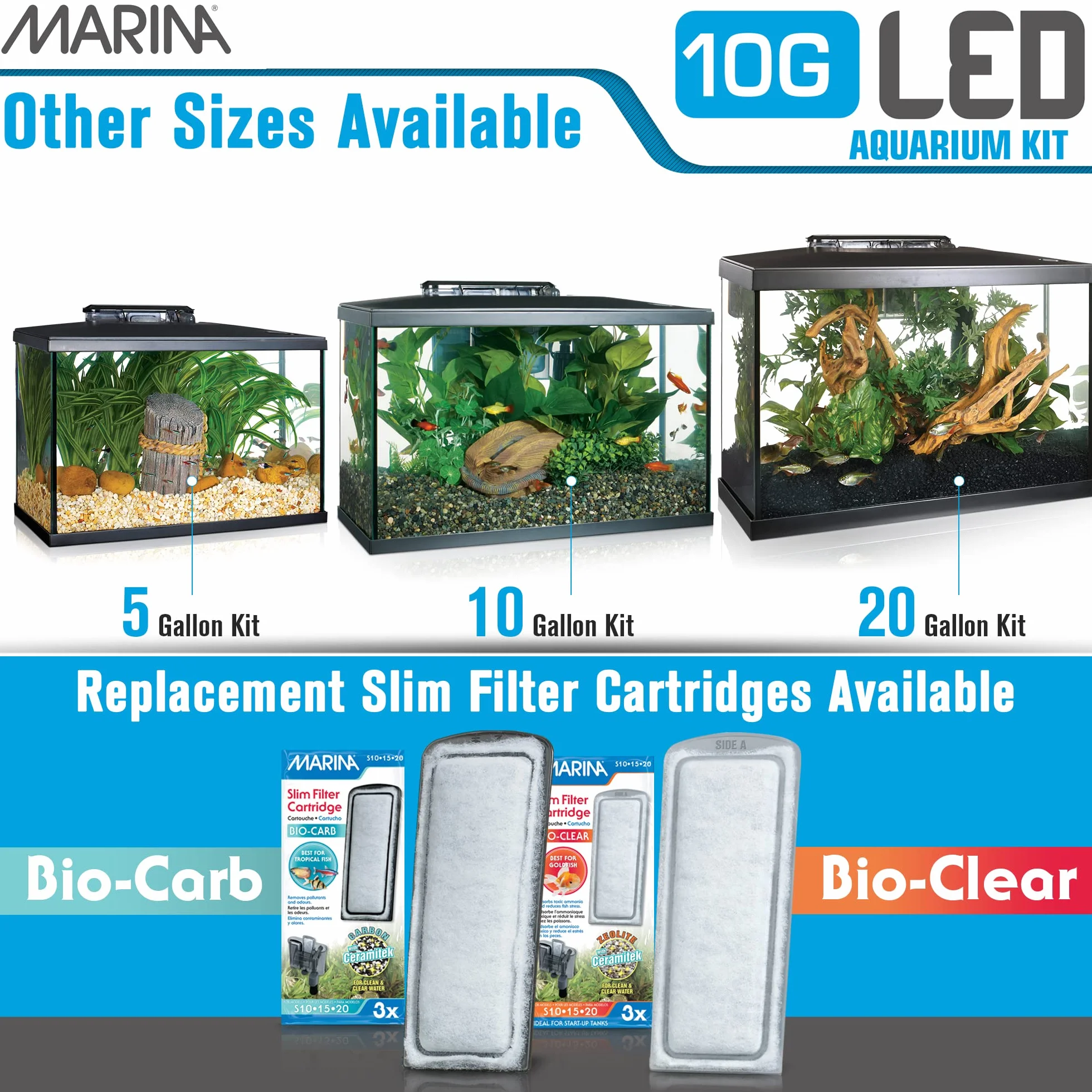 Marina 15256 - Kit de Acuario con Iluminación LED 10G, 38 L, Transparente