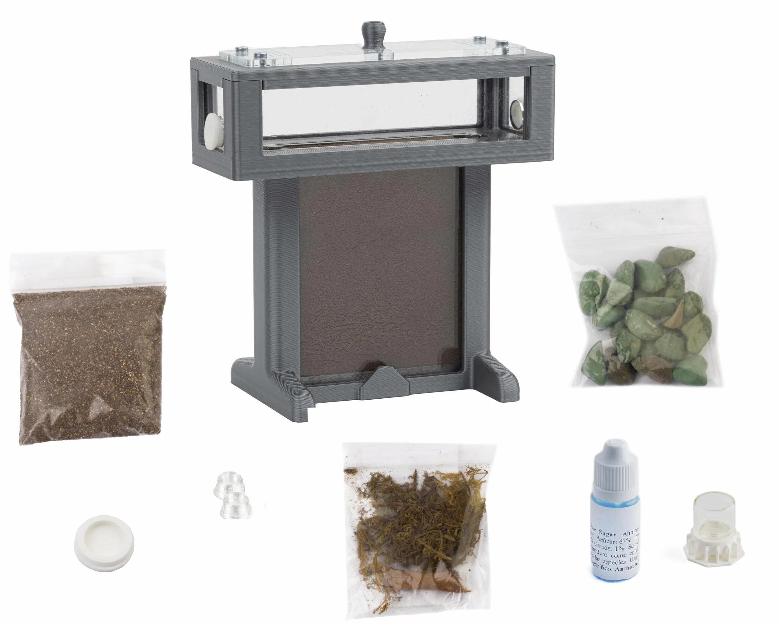 Anthouse - Hormiguero de Espuma 3D - Kit T - 14x8x14,1 cm - Granja de Hormigas - Color Gris - Hormigas Incluidas