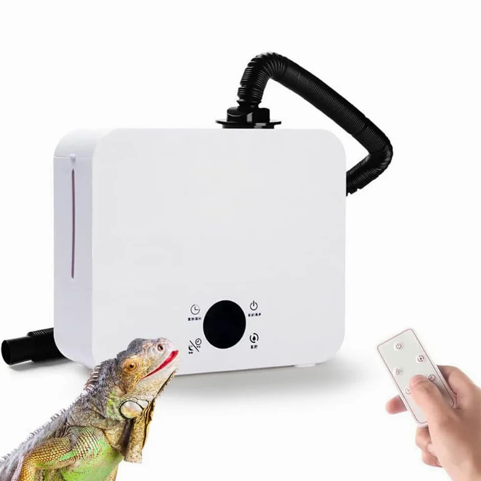 Humidificadores para reptiles, nebulizador para reptiles con modo de sincronización, montaje en pared intermitente y niebla de escritorio, tanque de agua de llenado superior de 2,5 l, para reptiles an