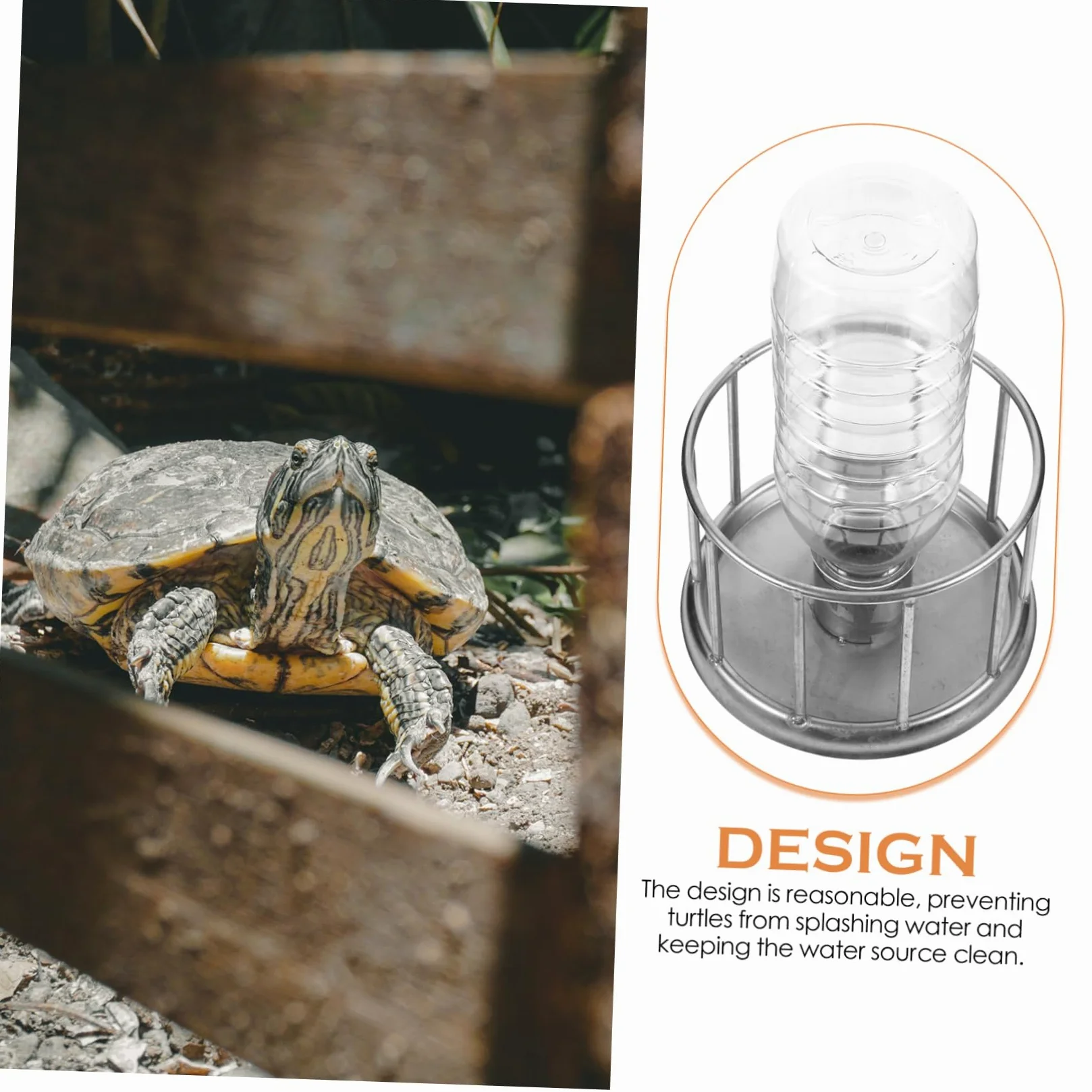 4piezas Plato De Agua y Alimento para Tortugas Inoxidable Dispensador Mini para Reptiles para Tortoises y Reptilianas