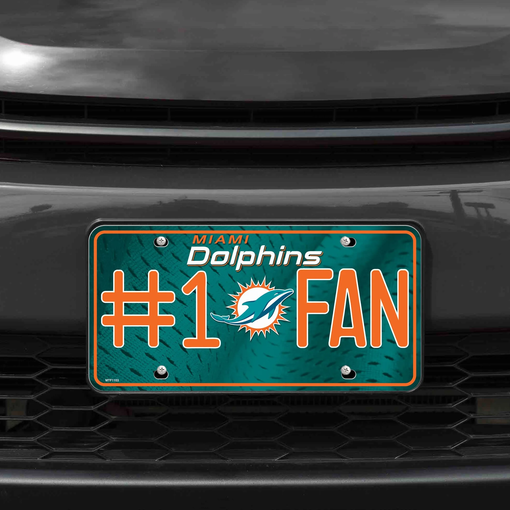 Rico Industries NFL Miami Dolphins #1 Fan Metal License Plate Tag, 6 x 11.5