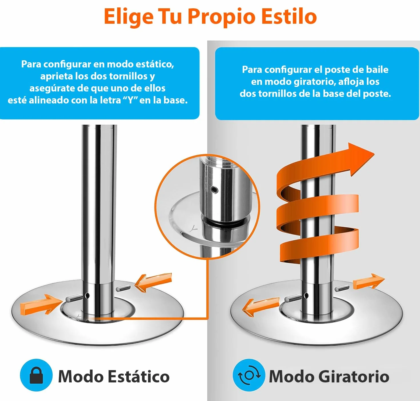 SereneLife extension barra de baile 10" Tubo pole dance Profesional Portatil Extraible