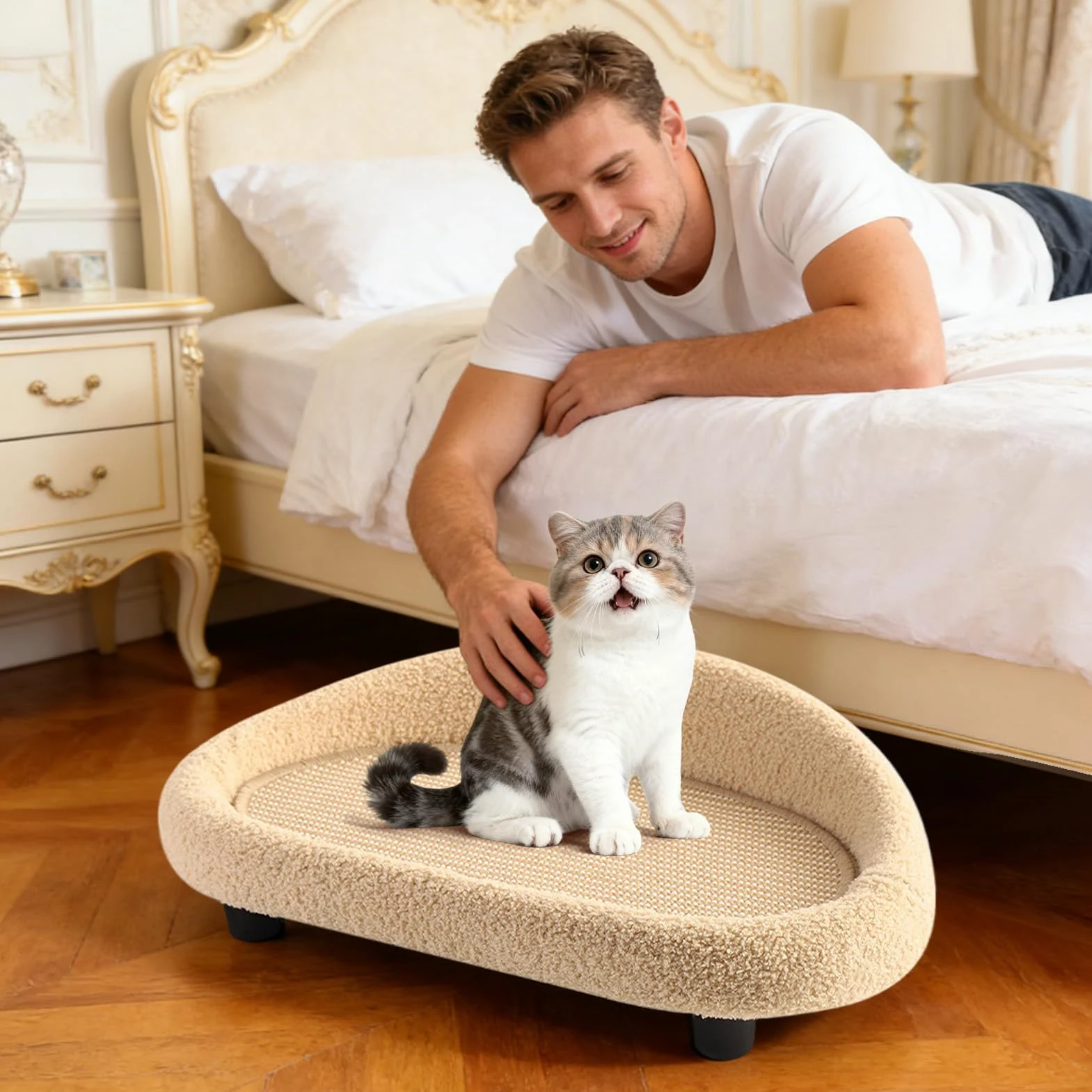 Cama Rascador para Gatos Sala Cama Estilo Lounge Tamaño Grande de Sisal | Rascador con Forma de Sofá para Interiores, Apartamento, Dormitorio, Patio, Balcón, Porche, Terraza, Hogar