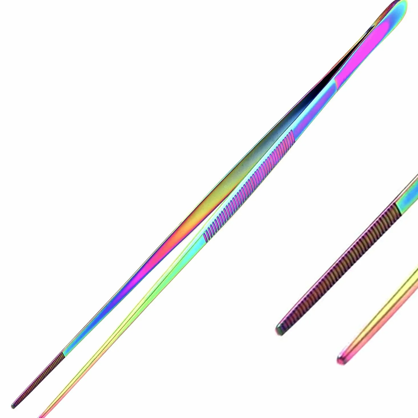 Pinzas rectas de acero inoxidable para acuario, para peceras, plantas acuáticas, mango largo, pinzas de alimentación de reptiles, 61 cm, multicolor