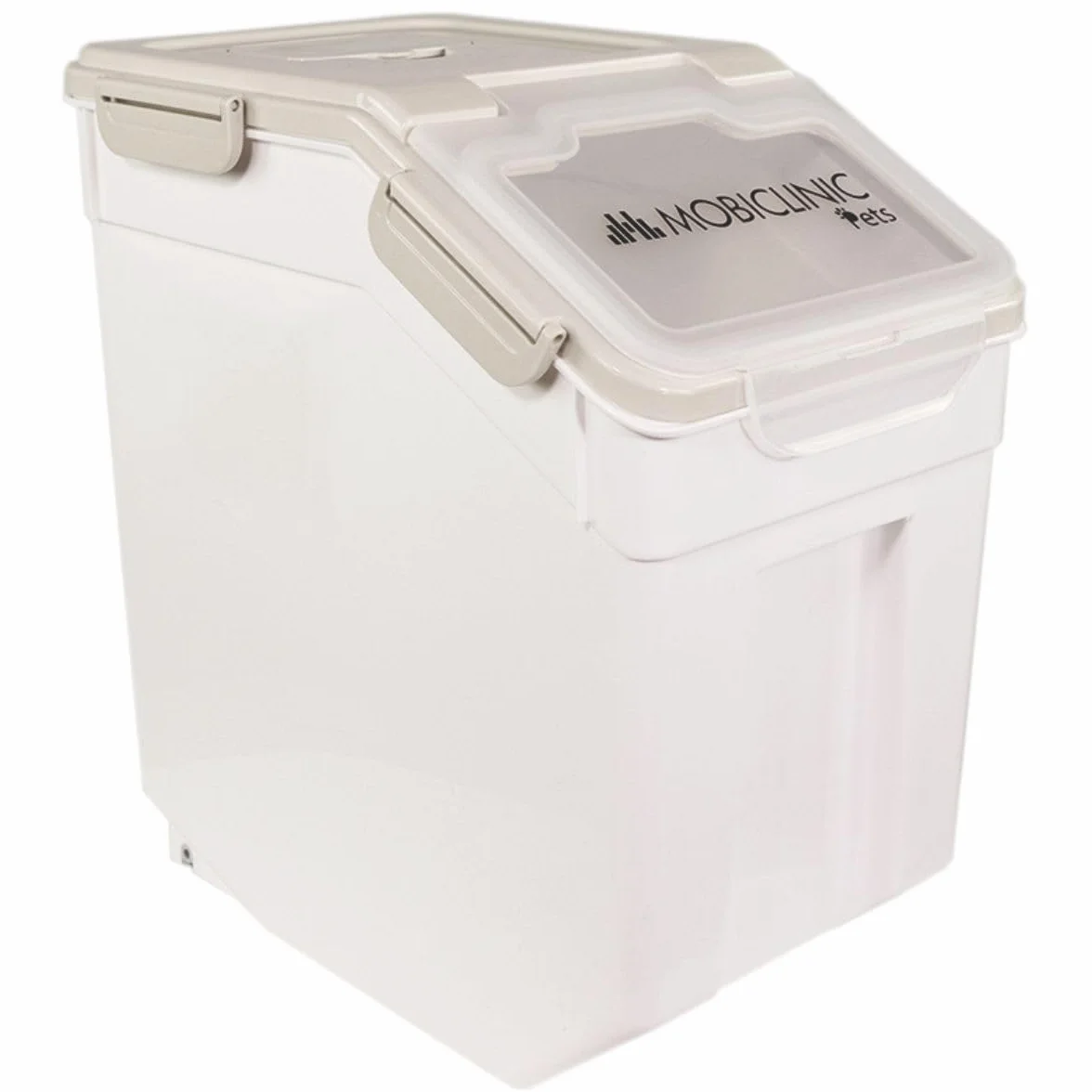 Mobiclinic®, Contenedor Pienso, Pala y Vaso Medidor, Capacidad 20 L/8 Kg, para Mascotas, Cierre Hermético, 23x25,5x36,5cm, con Ruedas, Ventana Transparente, Preservación de Frescor, Feedpet