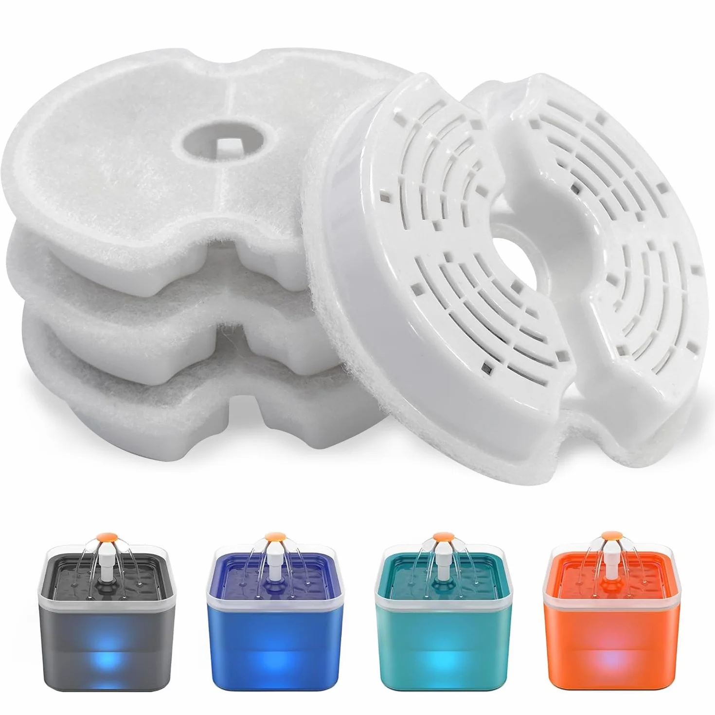 Filtro Fuente para Gatos,4 Piezas de Filtros de Bebedero Gatos, con Resina y Carbón Activado