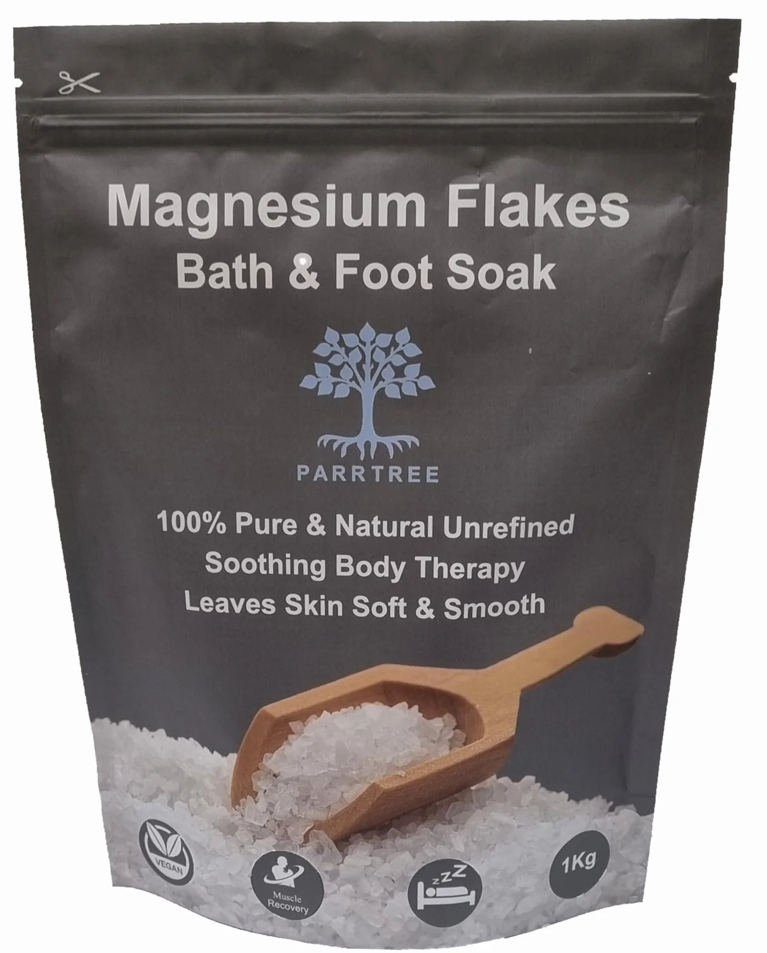 Magnesio en Copos 1 kg, Sales de Baño y Remojo para Pies, Alivio Muscular, Fatiga, Calambres, Dolores de Cabeza, Lesiones Deportivas