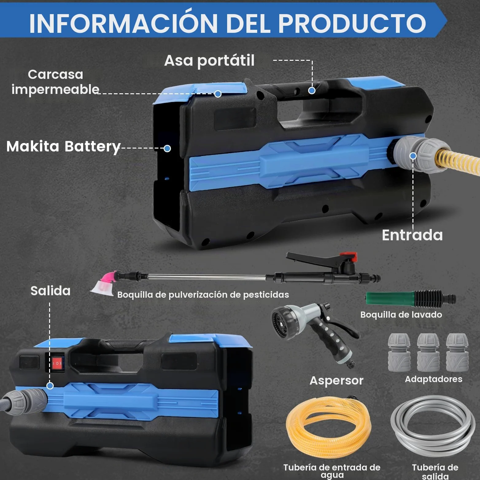Bomba agua compatible con Makita 18 V