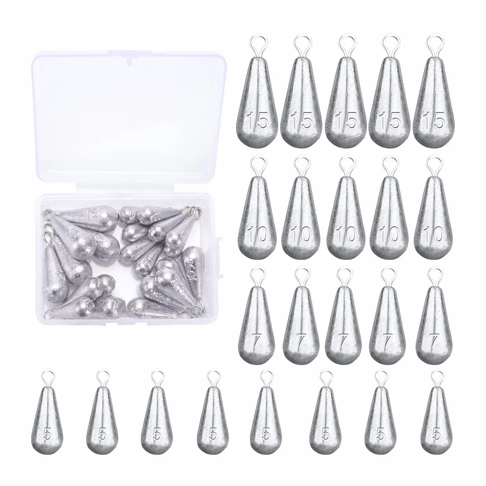 VooGenzek 23 Piezas Pesos de Plomo para Pesca, 5g/7g/10g/15g