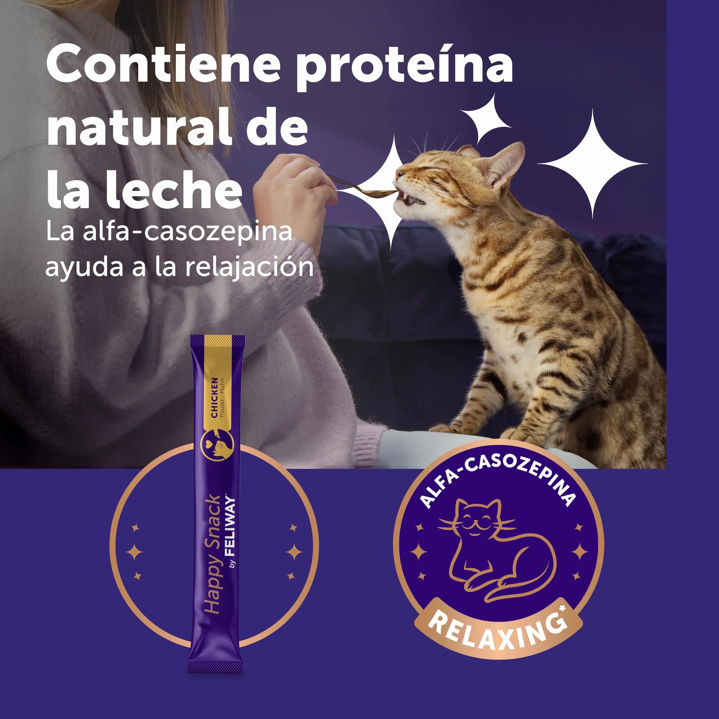 FELIWAY Happy Snack - Deliciosos y cremosos premios calmantes para gatos (6 sobres). Ayuda a los gatos a sentirse más tranquilos y a mejorar vuestro vínculo.
