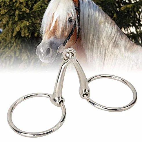 Hffheer Caballo Snaffle bit Acero Inoxidable Caballo Boca Ovalada Anillo de Caballo Flojo Boca articulada Hueca bit Accesorios ecuestres
