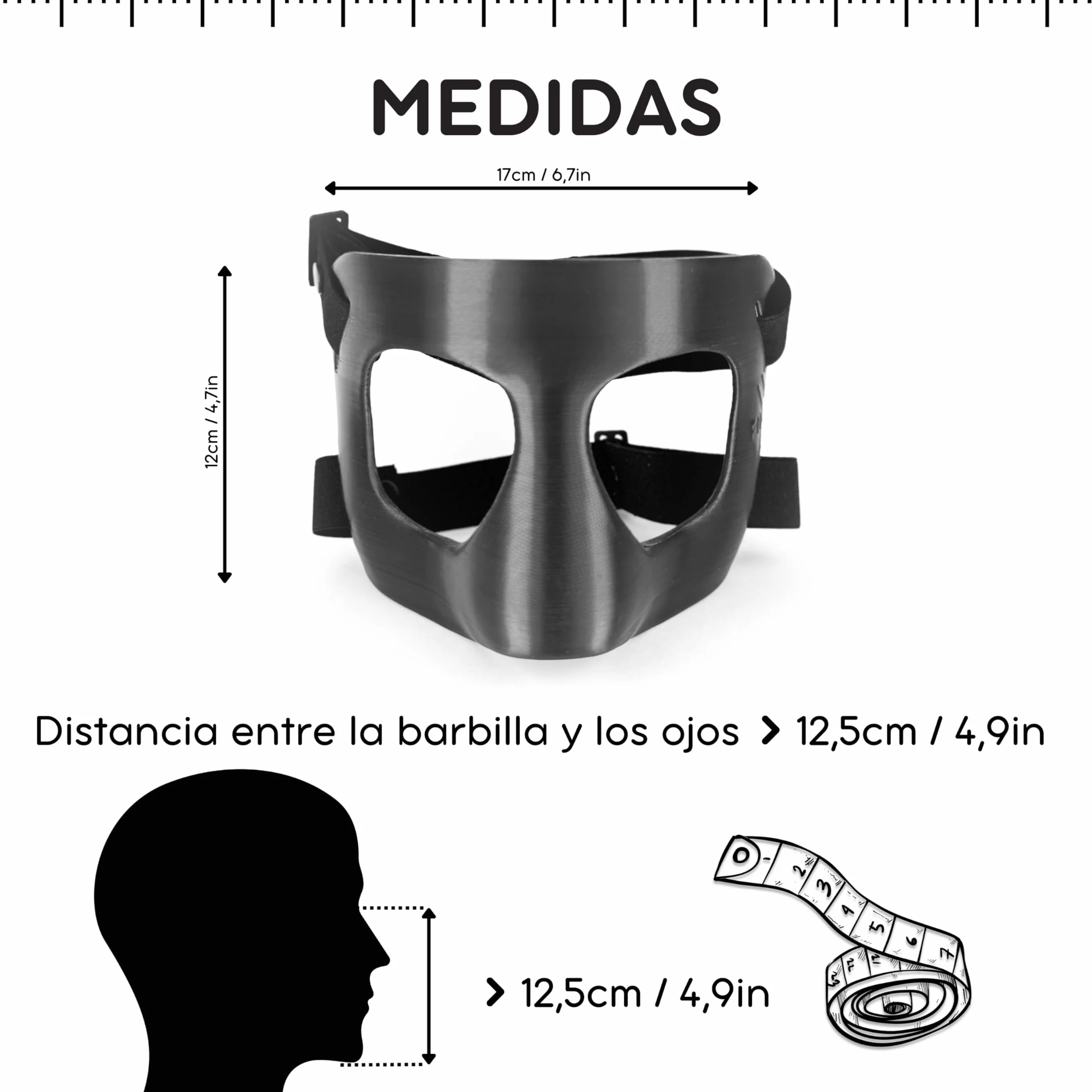 Máscara Protección de Nariz 3D Deportiva Facial Protectora para fútbol, Baloncesto, Voleibol