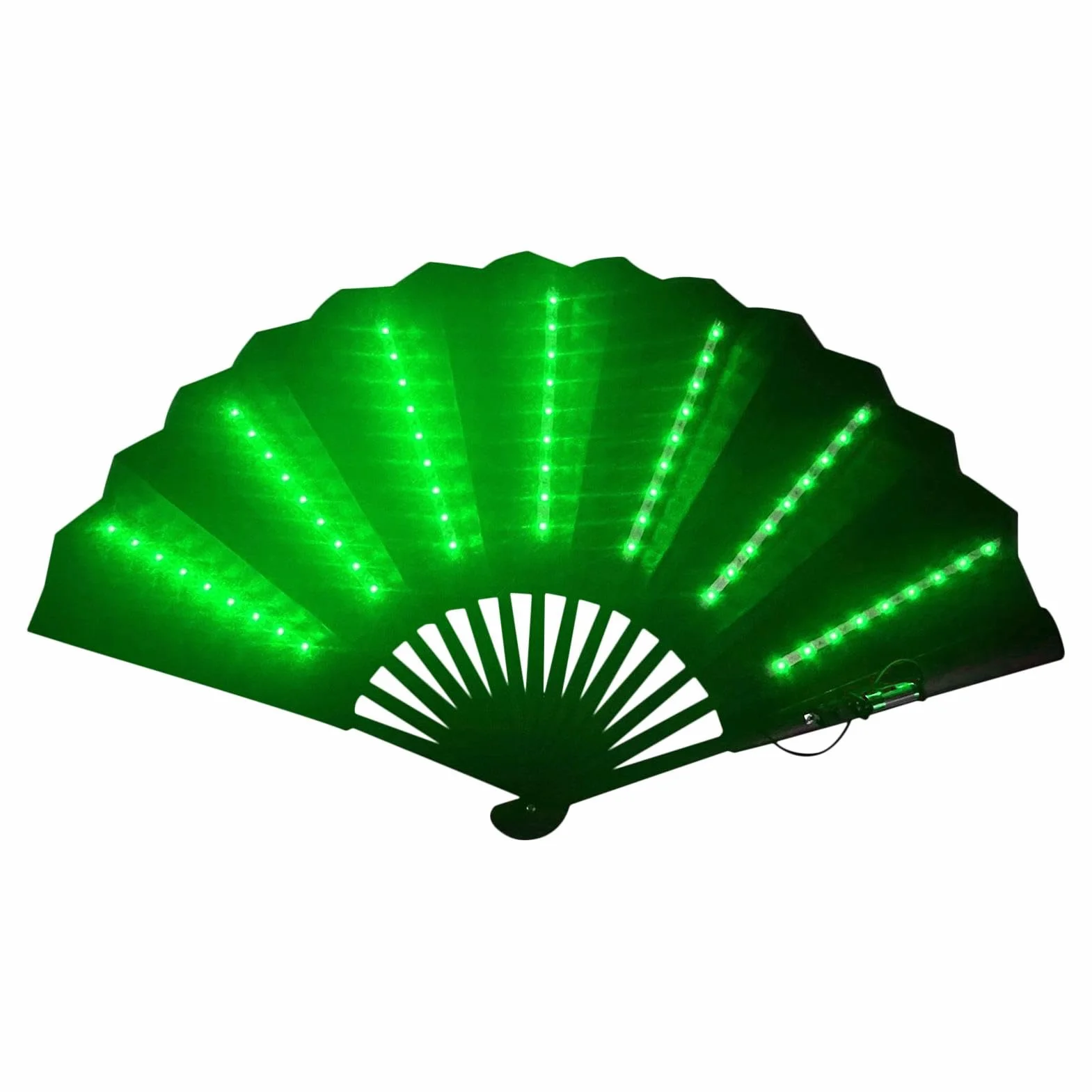 Abanico de mano plegable iluminado para festivales, multiusos de viaje