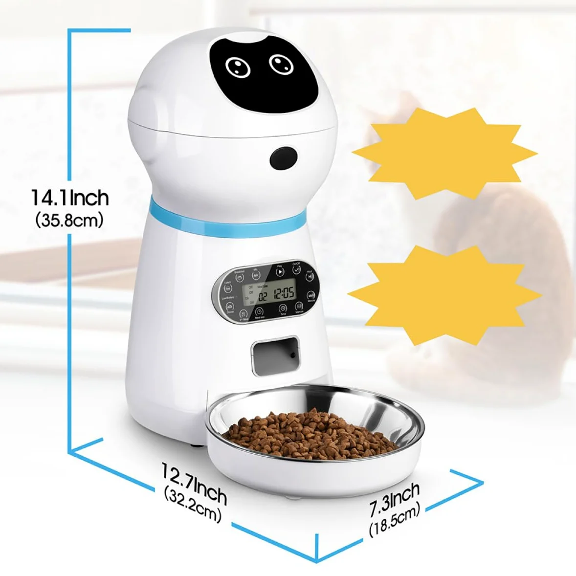 PRETYZOOM Comedero Inteligente para Mascotas 3.5l Dispensador Automático de Comida Seca con Grabación de Voz y Temporizador Programable para Perros, Gatos y Conejos, Suministros
