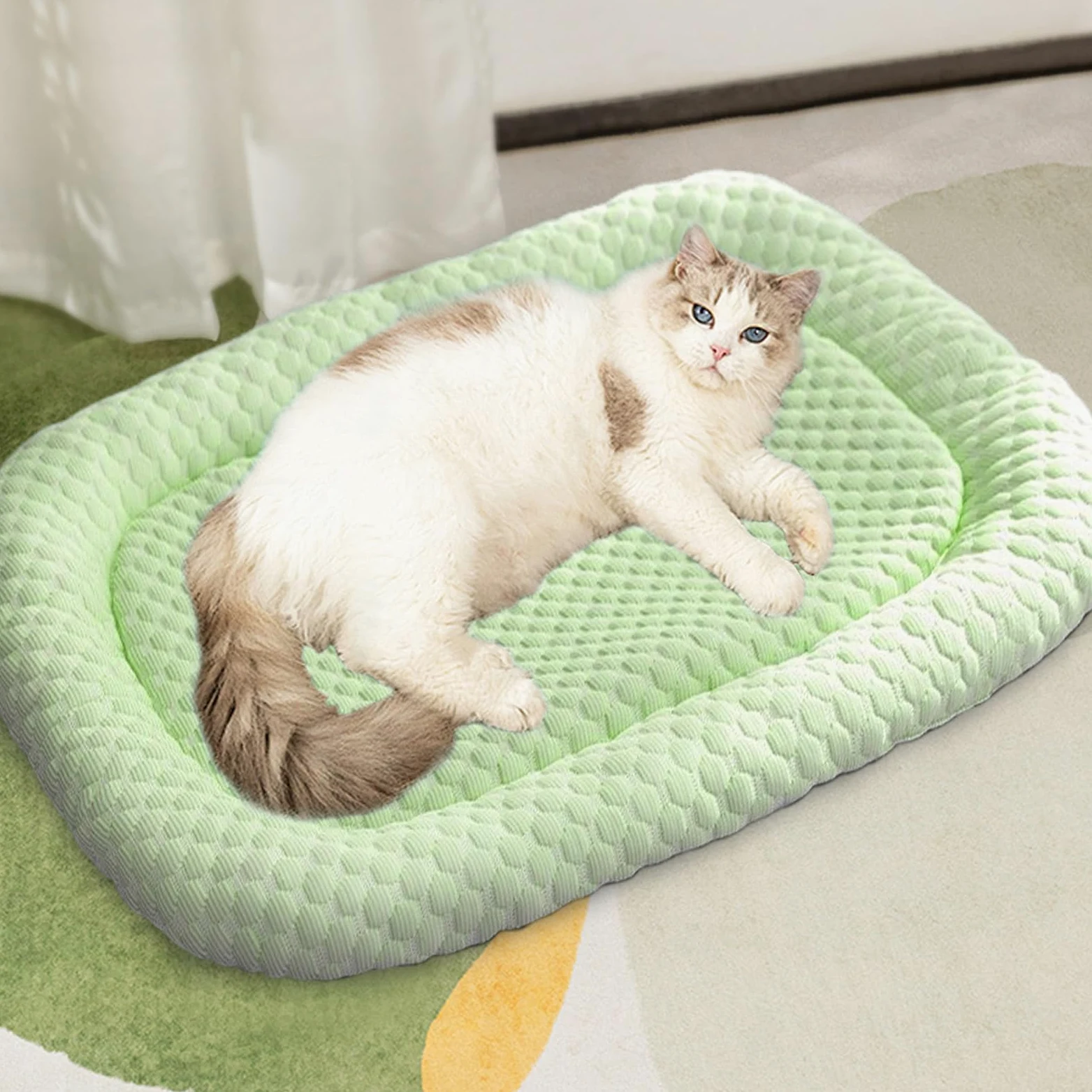 Manta refrescante para Perro, Transpirable y para Perros, Manta Resistente a Las Manchas para días calurosos, Transpirable y cómodo cojín de de Gato para Interiores | Cama de jaula de mascotas resistente a las manchas resistentes al agua para gatos, cojín
