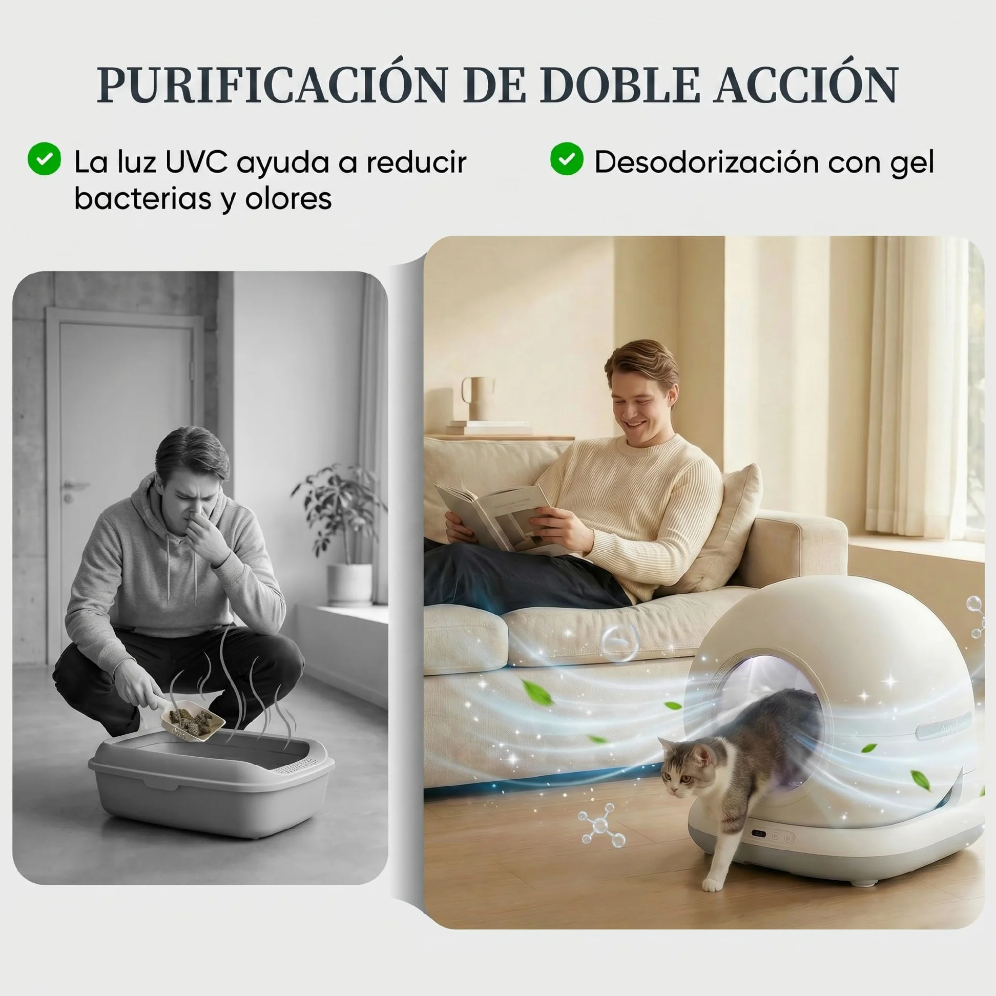 PawHut Arenero Gatos Autolimpiable 72L Extragrande con Control por App | Sensores de Seguridad, Control de Olores y Ruido, Gel Desodorante, Alfombrilla y Bolsas de Basura