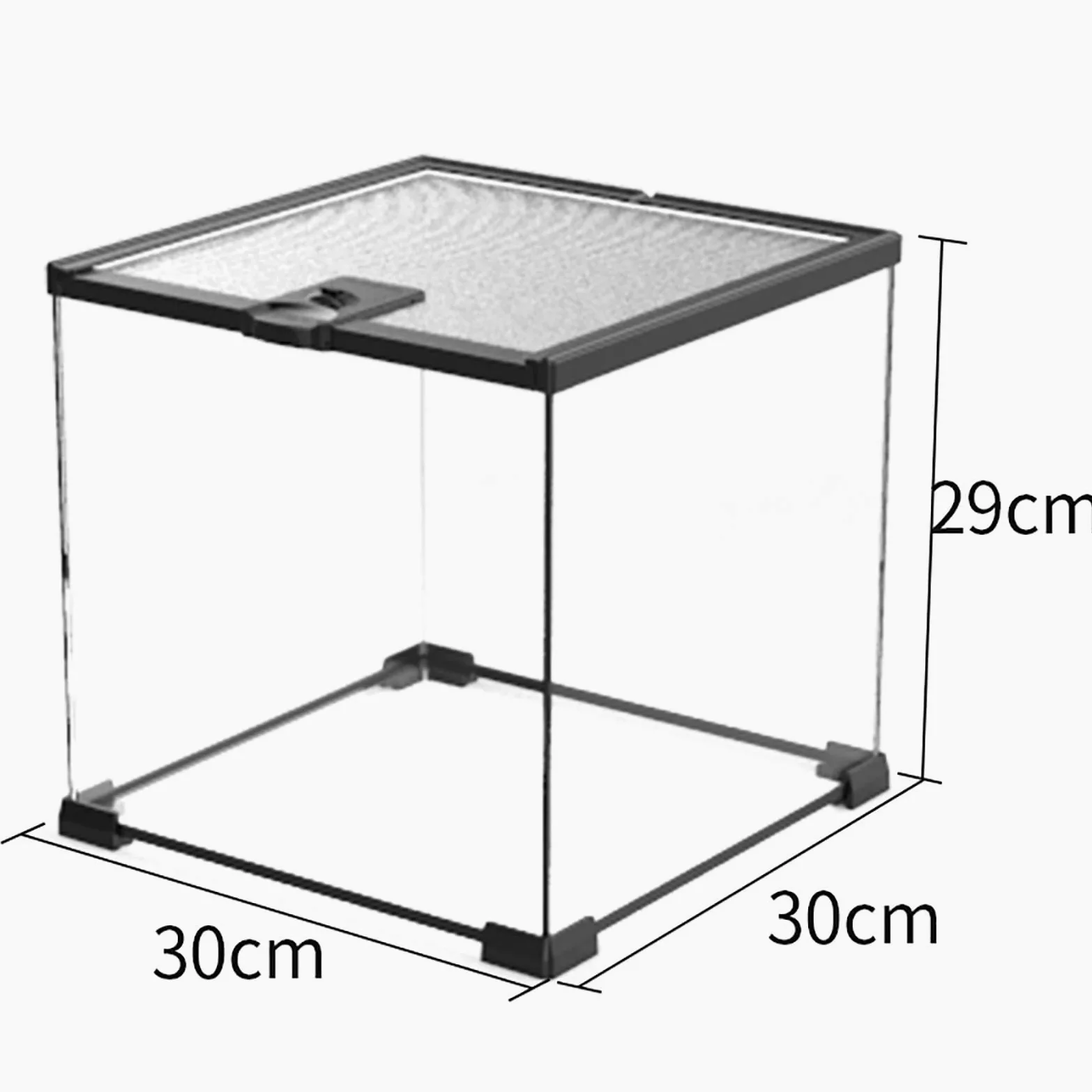 Tanque de Vidrio para Acuario de Reptiles, Caja de Transporte de alimentación de Anfibios Interior para Serpiente Tortuga Lagarto (30x30x29cm)