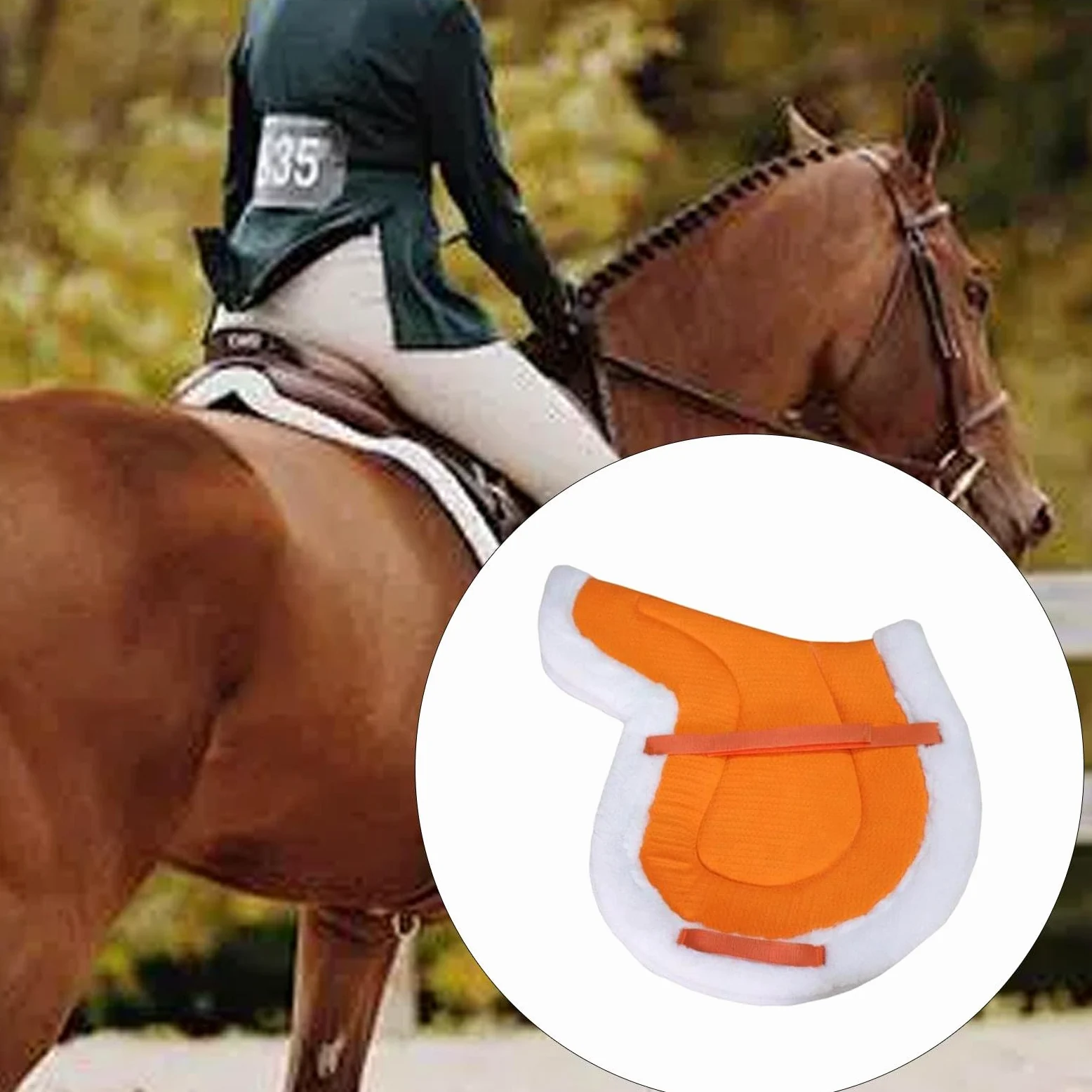 Almohadilla de Montar Caballo Silla Asiento Antideslizante Absorción Impactos Sherpa Lavable Resistente para Cabalgatas Ecuestres Saltos