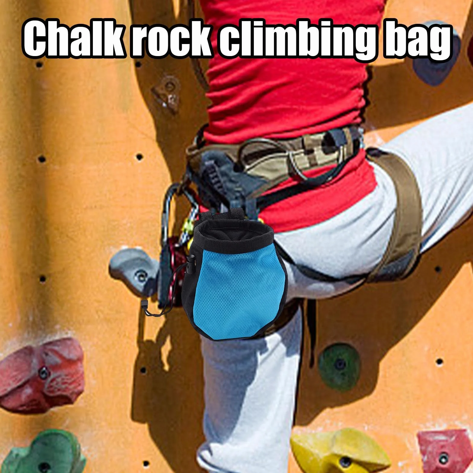 Bolsa de Tiza para Escalada en Roca con Bolsillo Cremallera y Cinturón Ajustable