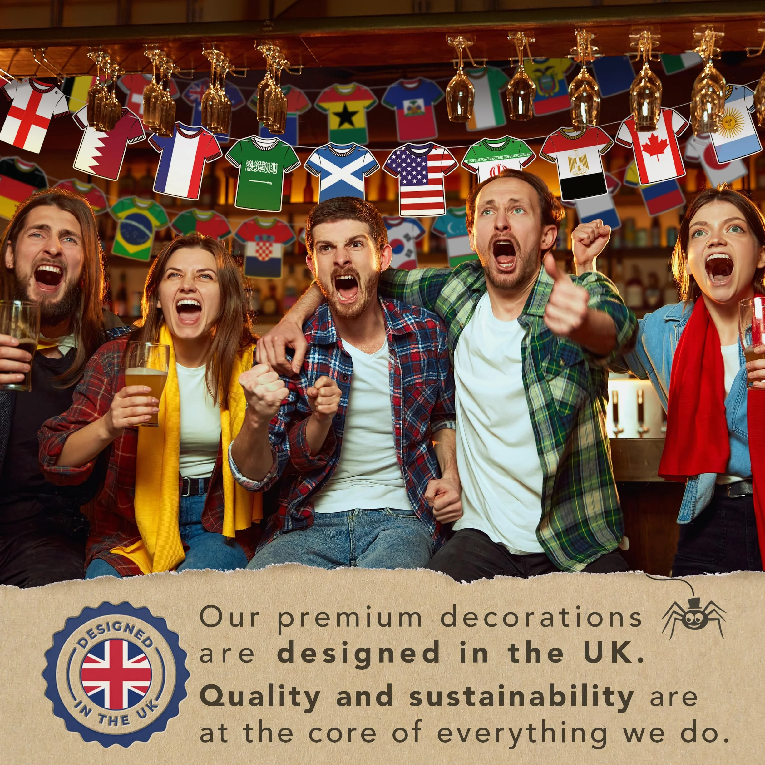 Banderines reutilizables Copa del Mundo 2026 2 unidades 48 equipos decoración fútbol pancarta de papel