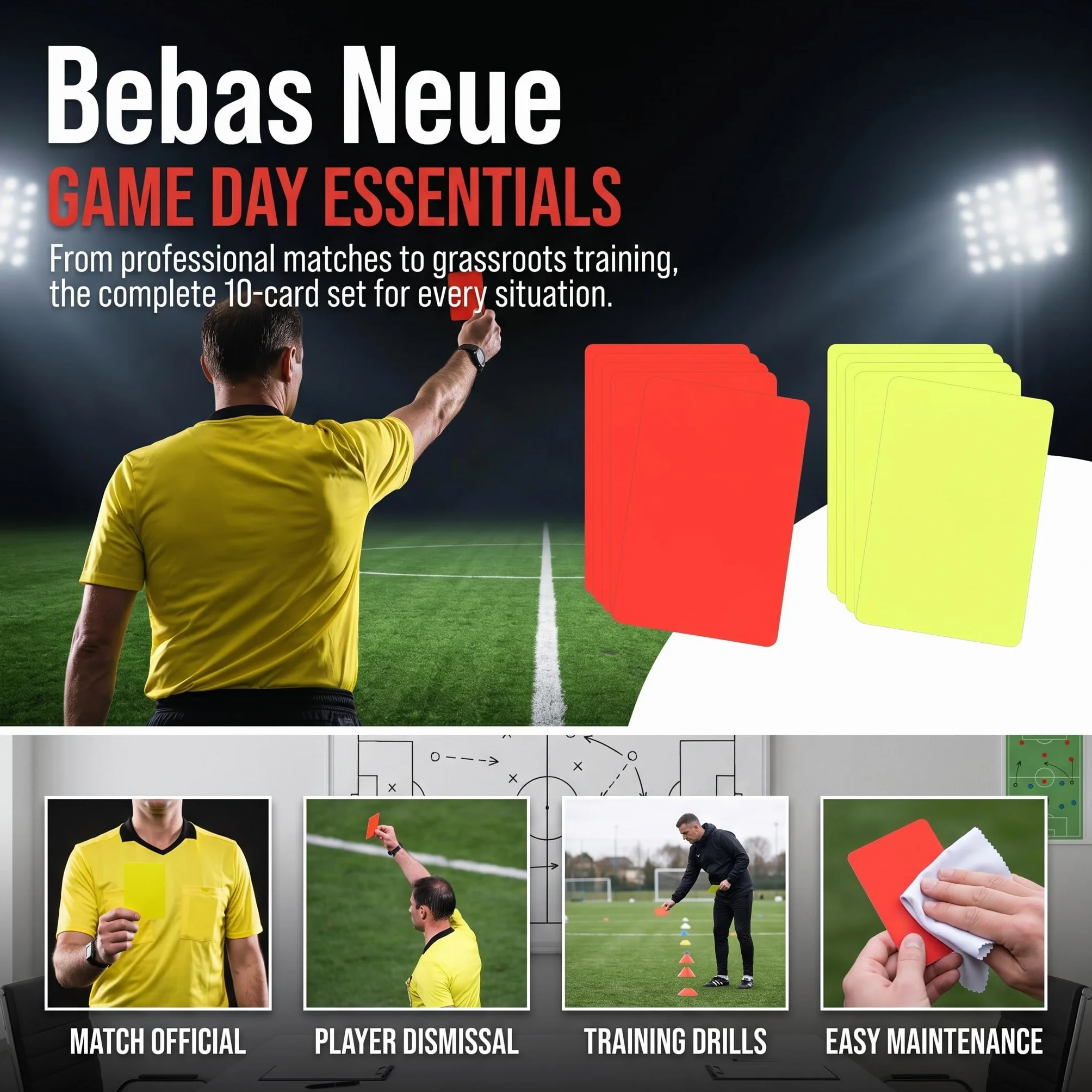 Tarjetas Arbitro Futbol PVC Amarillas Rojas 8x10.5 cm Impermeables Juego