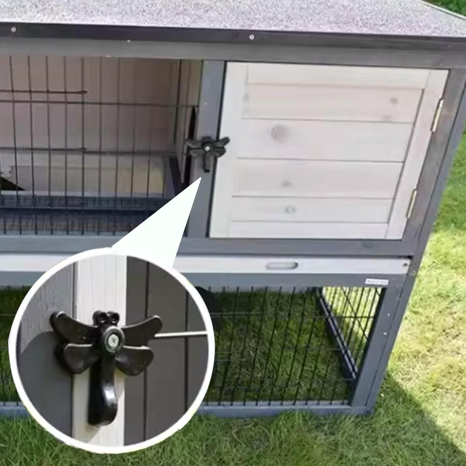 Gallinero para uso en exteriores con escaleras y bandeja extraíble, construcción de madera maciza, corral grande con techo y diseño de múltiples puertas