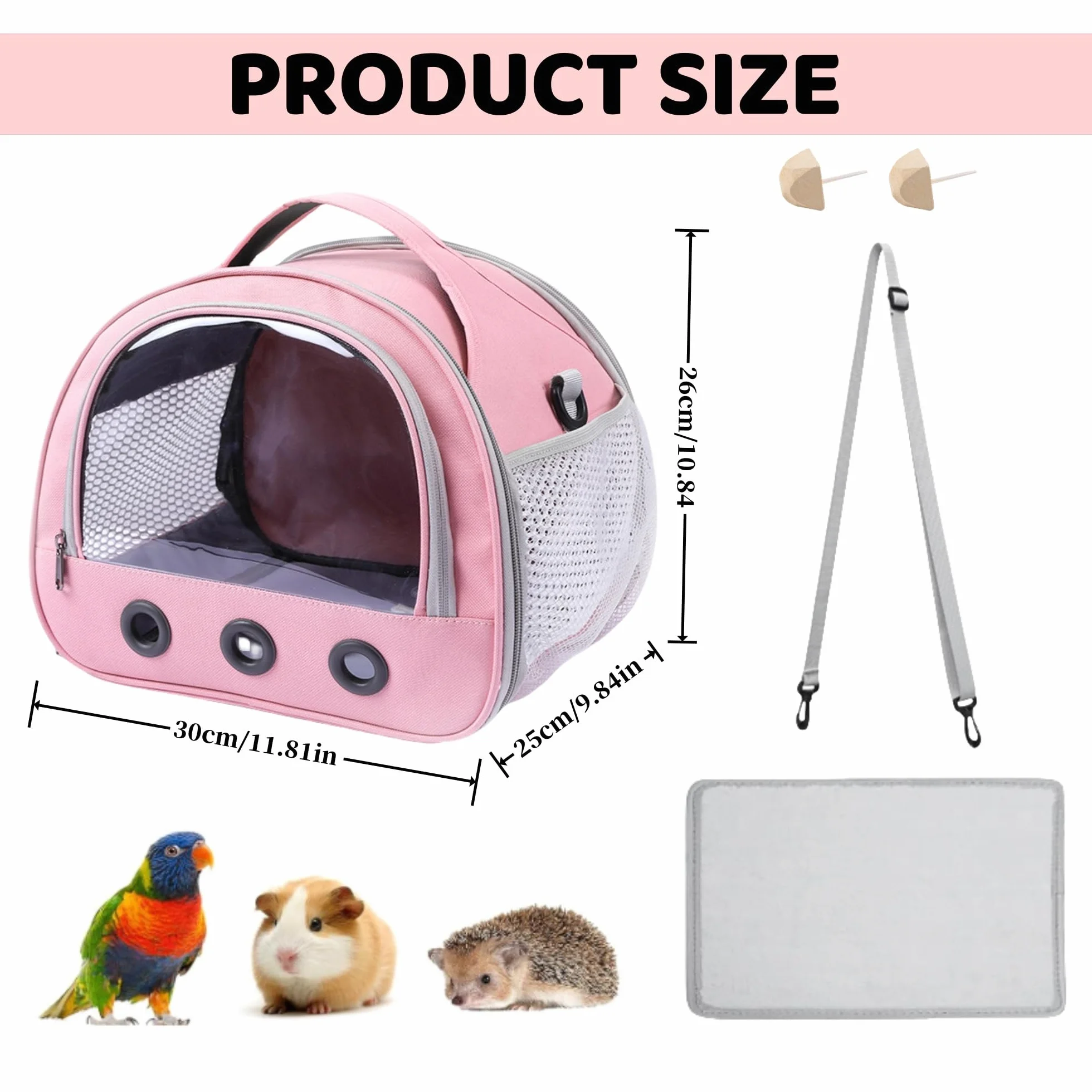 Pequeña bolsa de transporte para mascotas, bolsa de transporte para animales pequeños, caja de transporte para gatos, con correa para el hombro, bolsa de transporte para cobayas, bolsa de transporte