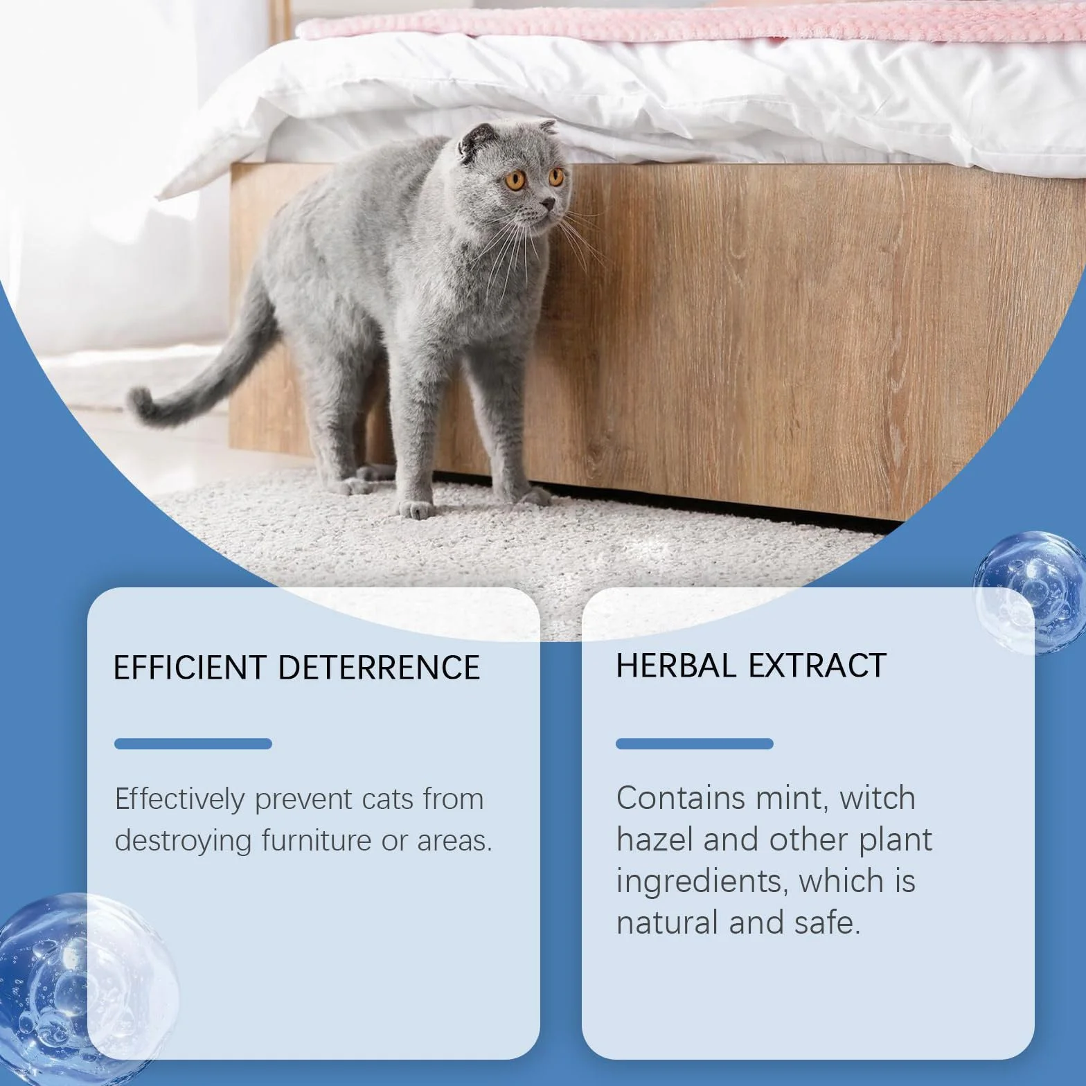 Spray Anti Arañazos para Gatos Sofá，Espray Antiarañazos，Ideal para Uso Indoor y Outdoor con Cat y Gatitos,100ml，Spray Ahuyentador para Gatos para Proteger Sofá y Muebles