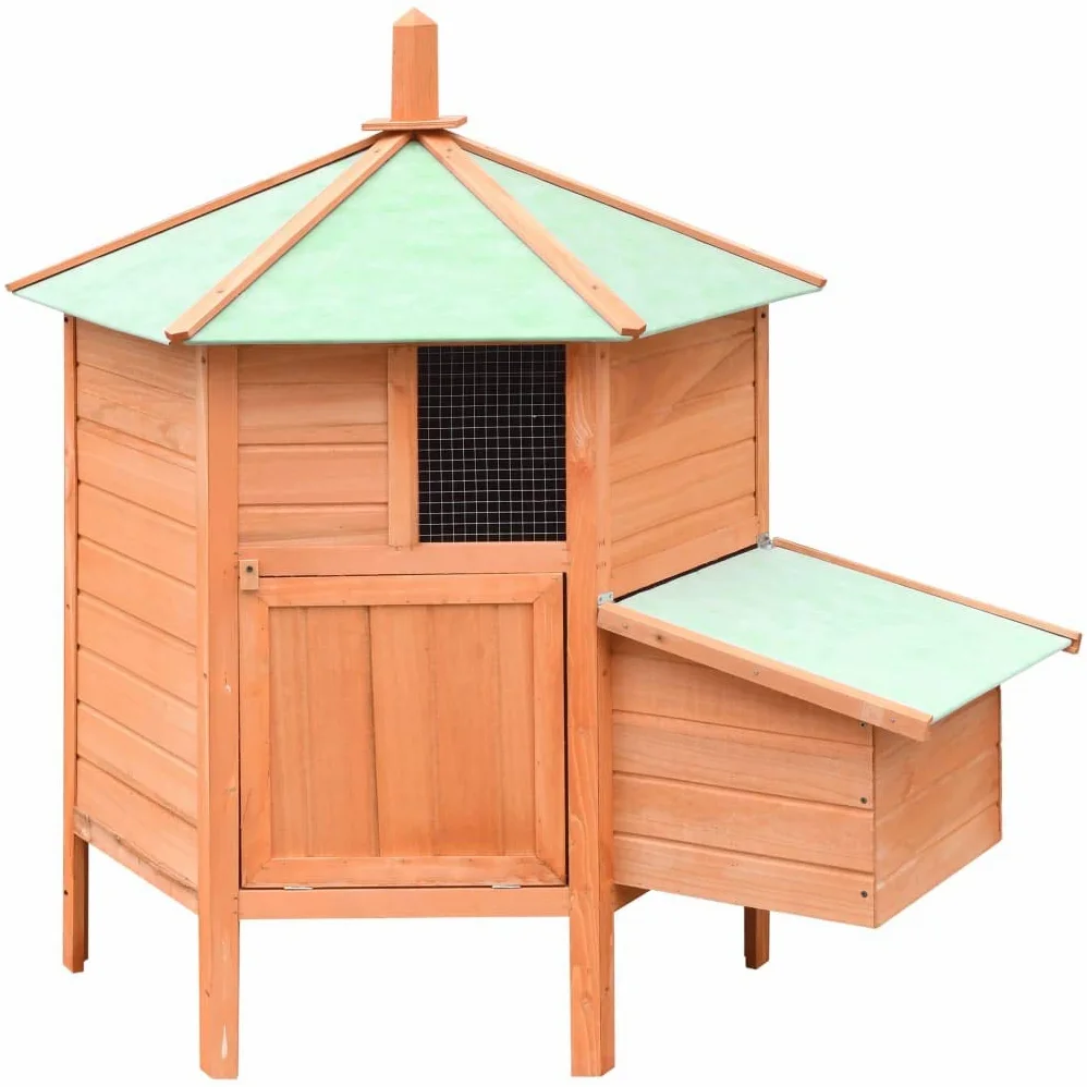 Conejera de Exterior Madera Gallineros Casa para Conejos Cobayas Hámster Mascotas Jaula para Conejo Animales Pequeños Impermeable Maciza de Pino y Abeto 126x117x125 cm