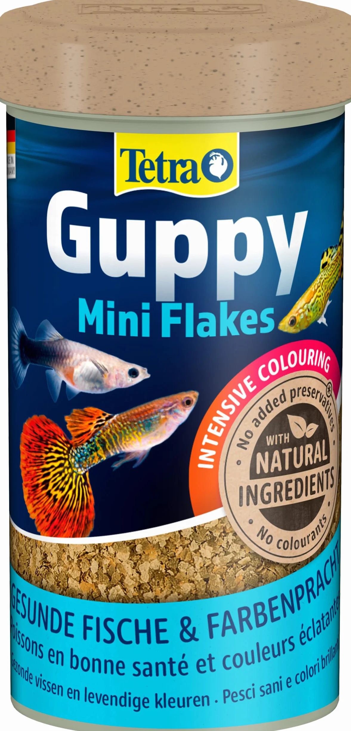 Tetra Guppy Mini Flakes - comida equilibrada y rica en nutrientes para guppys, lata 250 ml