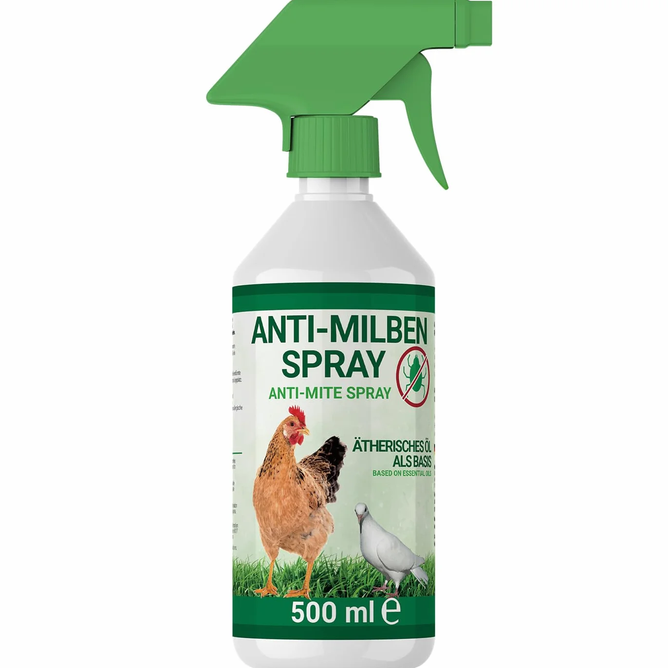 500ml Spray antiácaros para pollos, aves de corral y pájaros - Inmediato y a largo plazo contra ácaros y parásitos, agudo y prevención