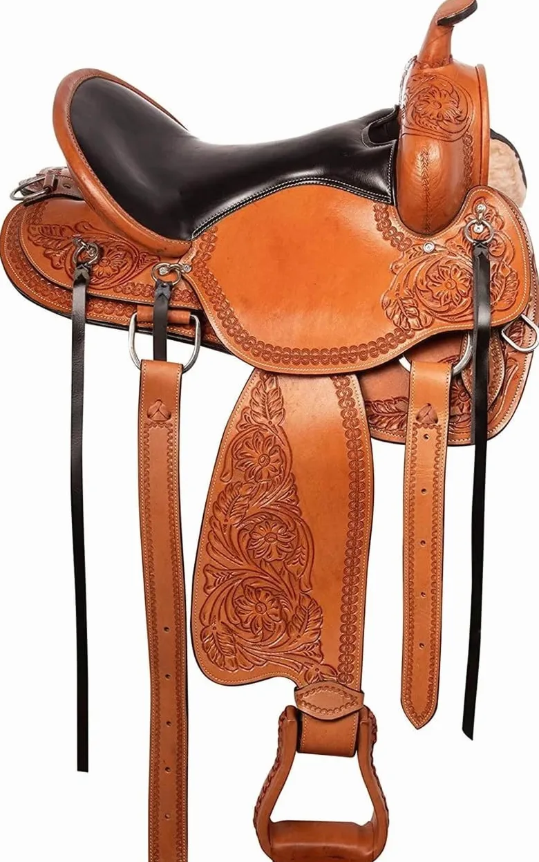 Juego de tachuelas de cuero de 10 pulgadas de alta calidad para montar de caballo occidental, sillín de carreras, cuello de pecho, riendas bronceadas ST-WLS-C103
