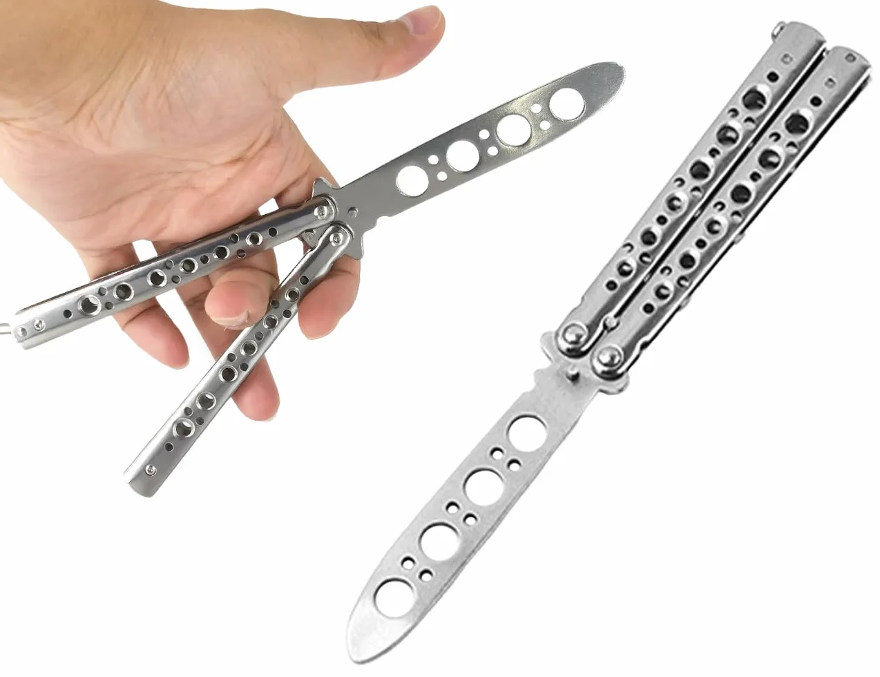 Cuchillo de mariposa entrenador plateado ZoeTekway para principiantes