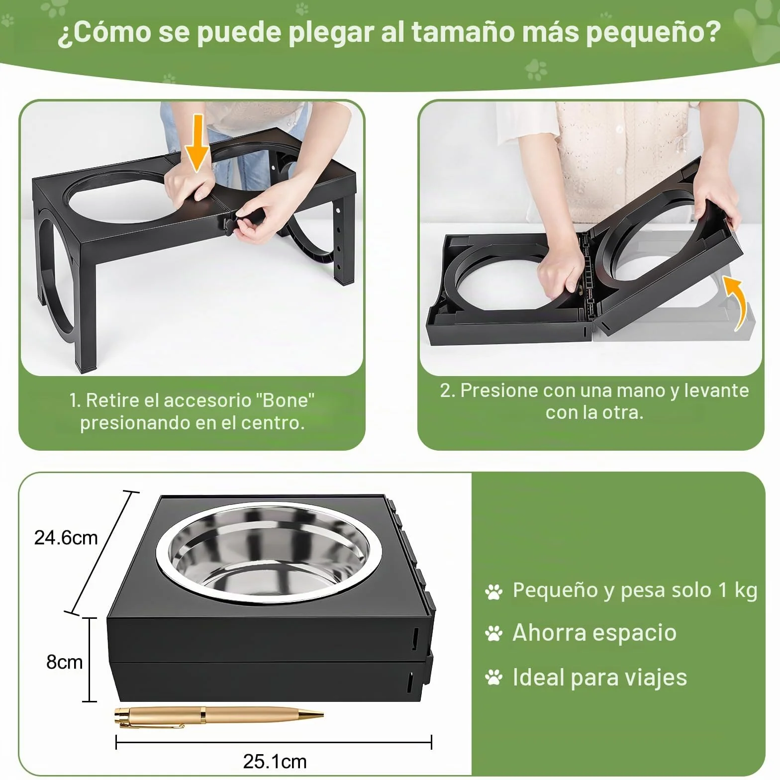 X XBEN Comedero Perro Elevado, Comedero Elevado de 5 Alturas Ajustables, 2X1,5L Comedero y Bebedero Perro, Comederos Elevados para Perros Pequeños, Medianos y Grandes, Plegable y Antideslizante