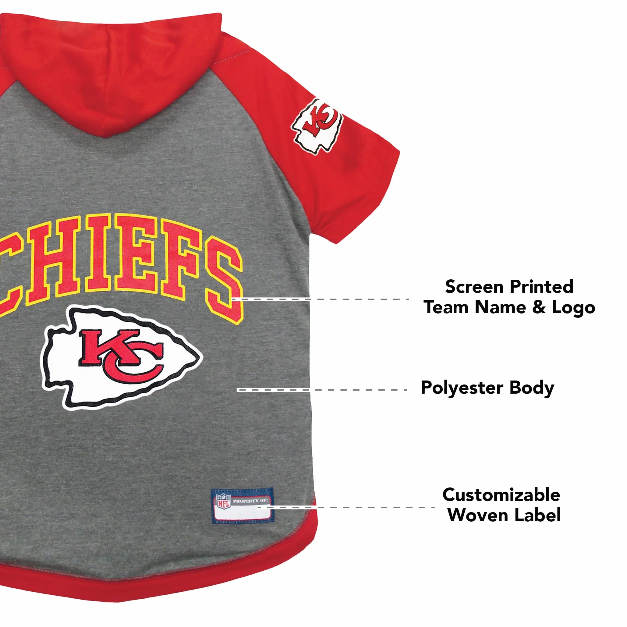 Pets First KCC-4044-XS NFL Kansas City Chiefs Sudadera con Capucha para Perros y Gatos, XS