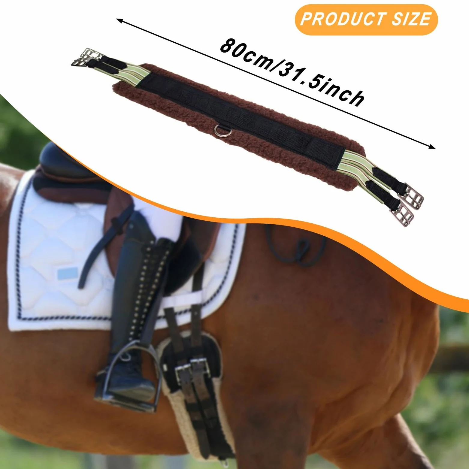 Fenteer Cincha para Caballo Cincha de Equitación Cincha para Silla Cincha Antideslizante con Franela Ligera Y Hebilla Metálica Doble Adecuada para Equitación