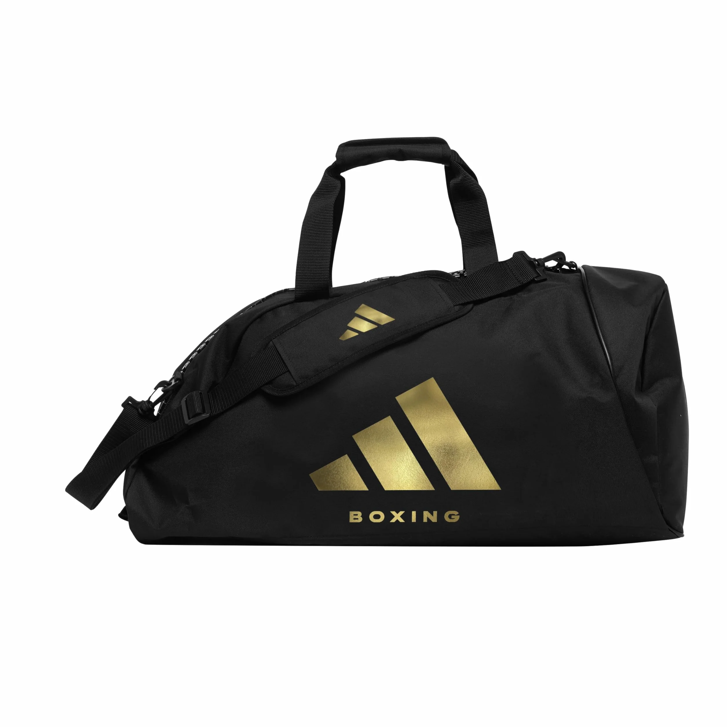 Adidas Bolsa deportiva 2 en 1 mochila poliéster negro dorado