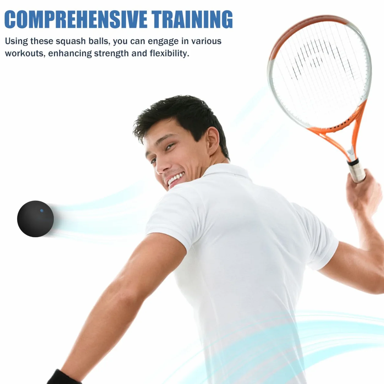 UKCOCO Pelotas de Squash 4 Piezas Alto Rebote Punto Rojo Azul Amarillo Competición 4 Niveles Velocidad