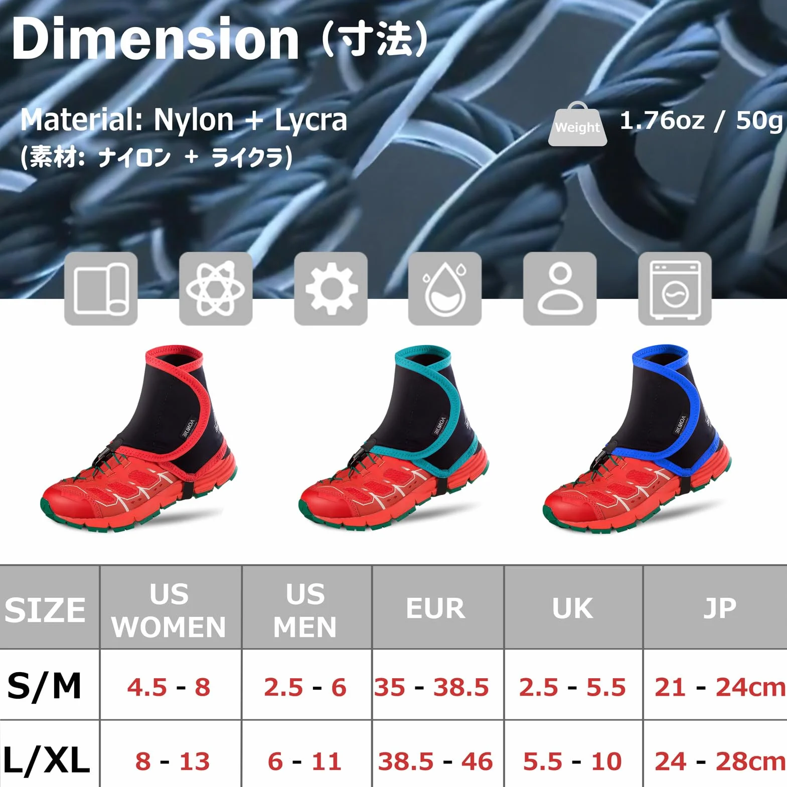 Azarxis Polainas de Senderismo Impermeables Trail Gaiters Fundas Protección de Piernas Azul S/M