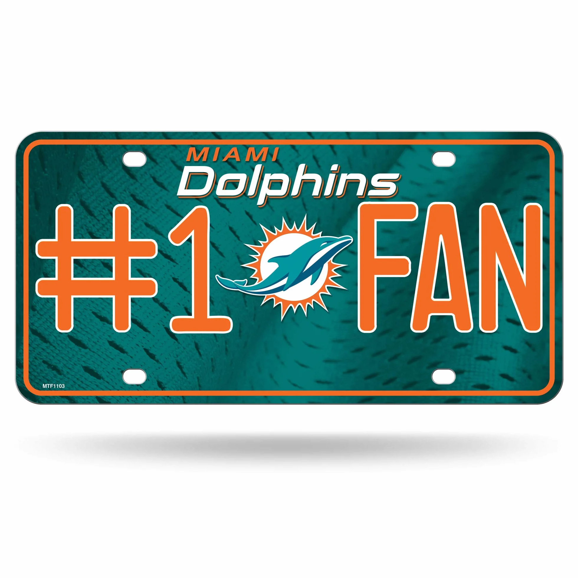 Rico Industries NFL Miami Dolphins #1 Fan Metal License Plate Tag, 6 x 11.5