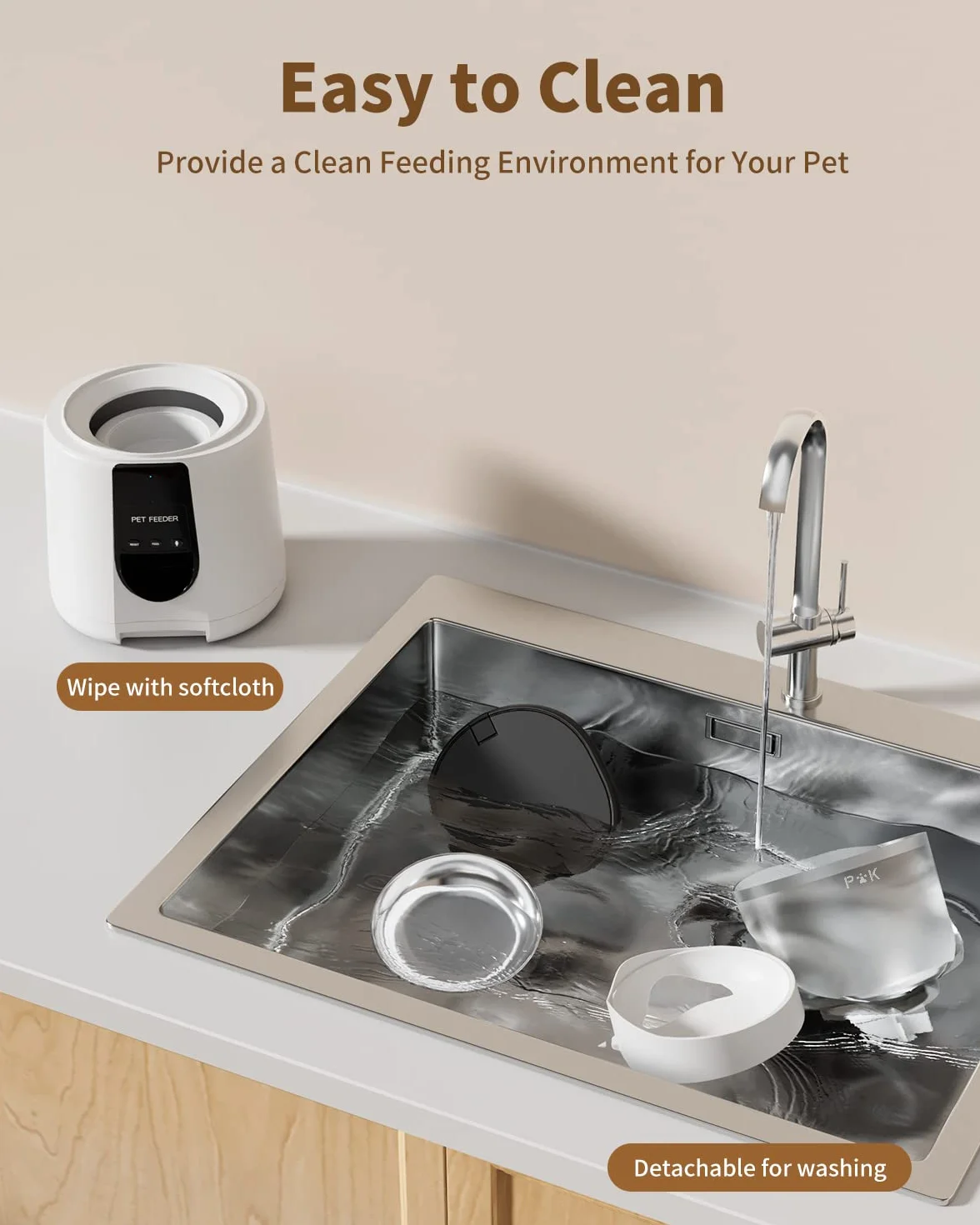 PUPPY KITTY Comedero Gato Automatico, 2.4G WiFi 4L Dispensador Comida Gatos con Bol de Acero Inoxidable, App Control, Grabación de Voz 10S, 1-10 Comidas