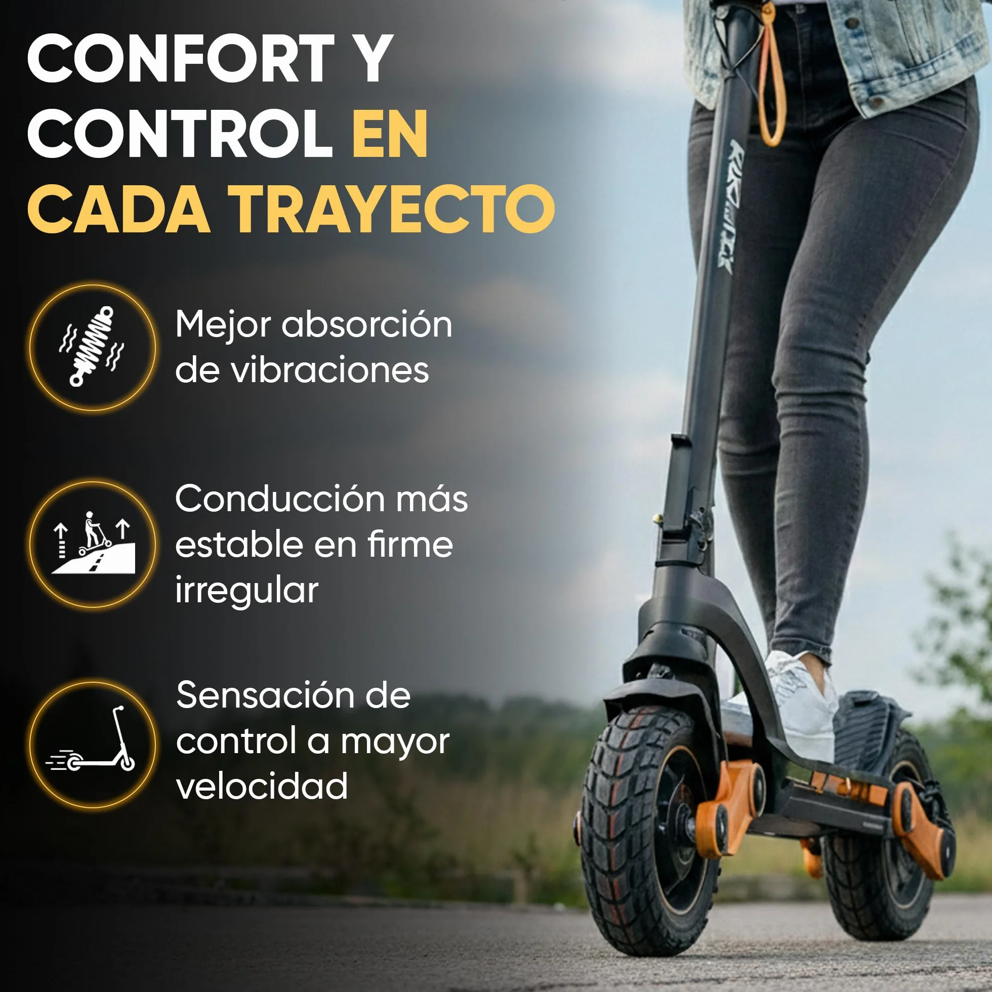 ANSENI Neumatico Cubierta 10x2.75-6.5 Rueda Todoterreno Tubeless para Patinete Eléctrico Smartgyro Speedway