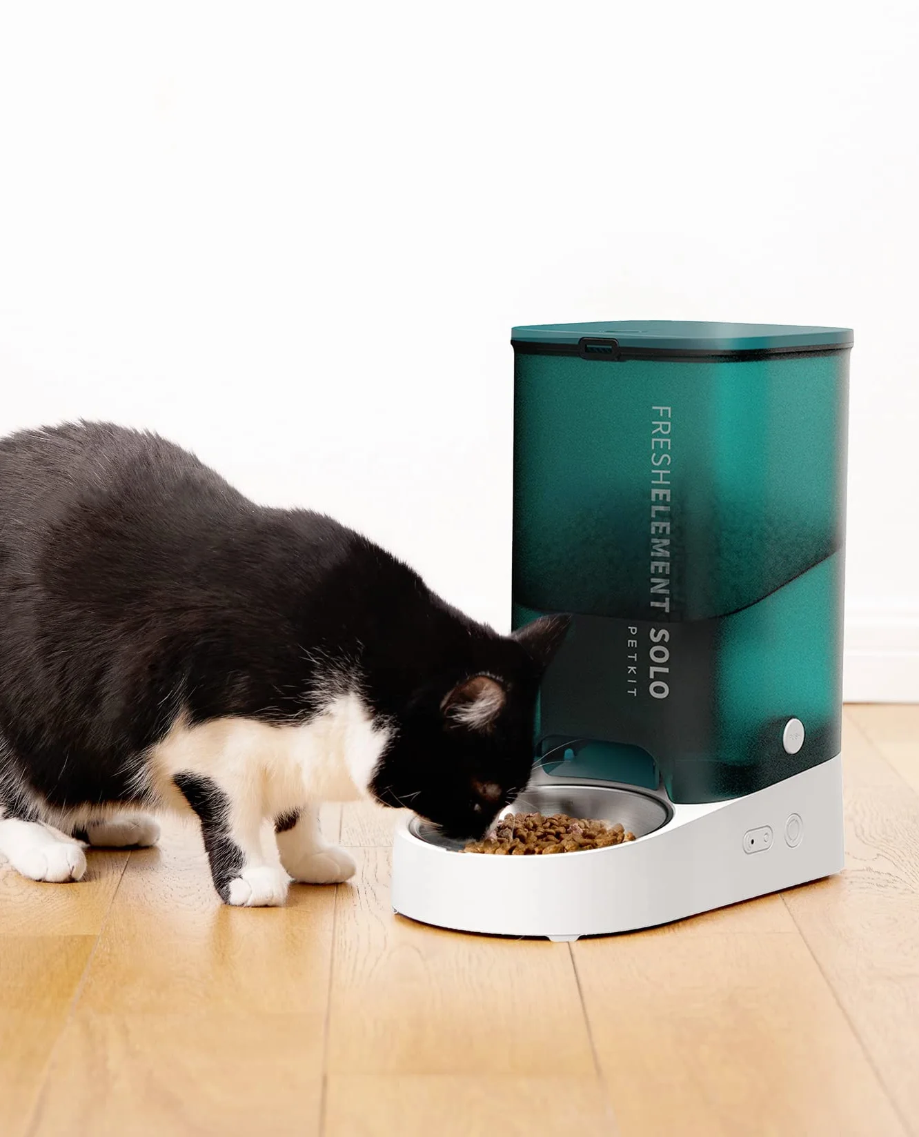 PETKIT Comedero Gato Automatico, 2.4G WiFi, 3L Dispensador Comida Gatos/Perros, Control de App, 1-10 Comidas al Día, Liofilizados Compatibles, Cubeta de Acero Inoxidable, Cable USB (Blanco Leche)