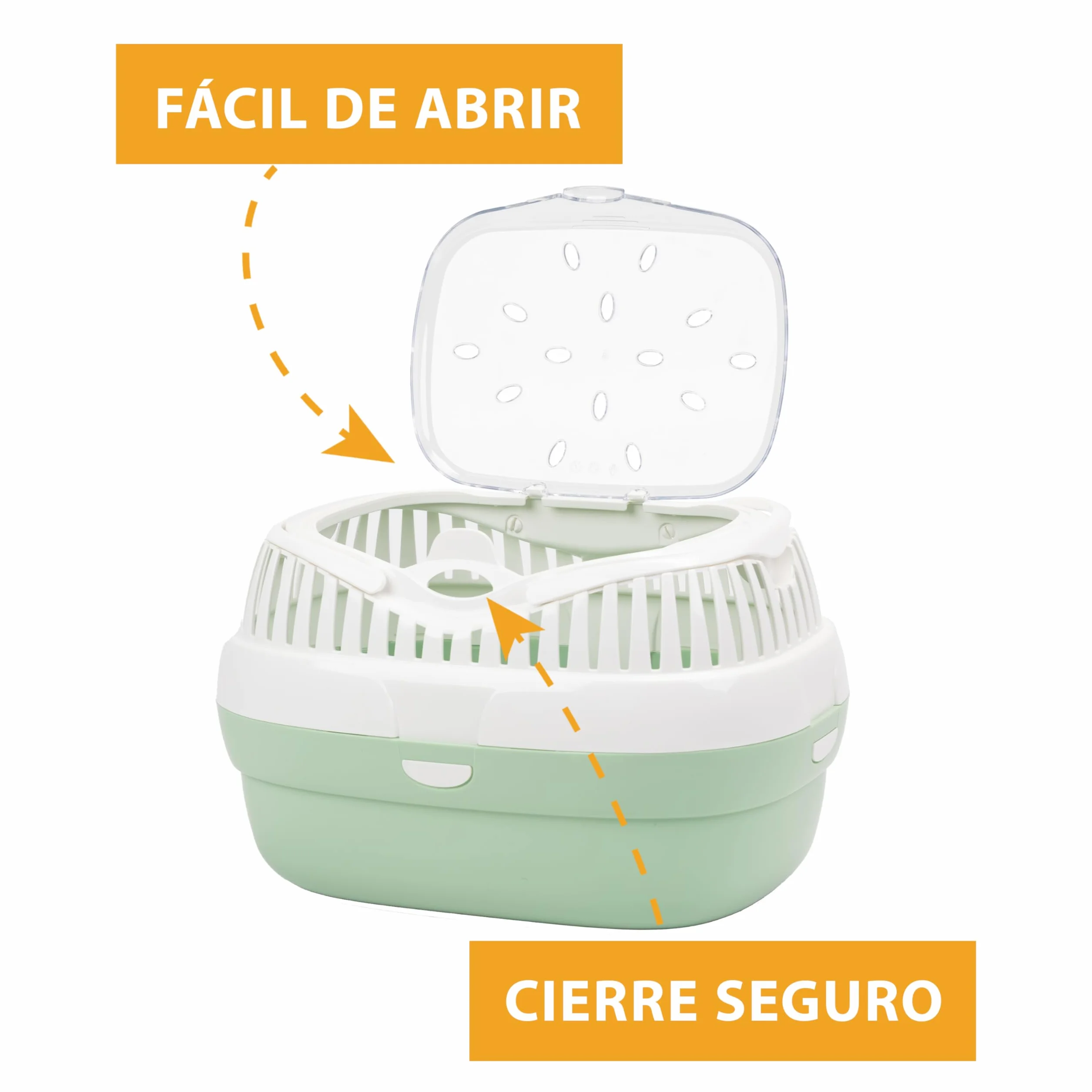 Ferplast Trasportín para Conejos, Conejillos de Indias y Ratones ALADINO Large Jaula de Viaje para roedores y Conejos, Plástico, Rejillas de ventilación, Cómoda asa, 36 x 26 x h 23 cm Verde