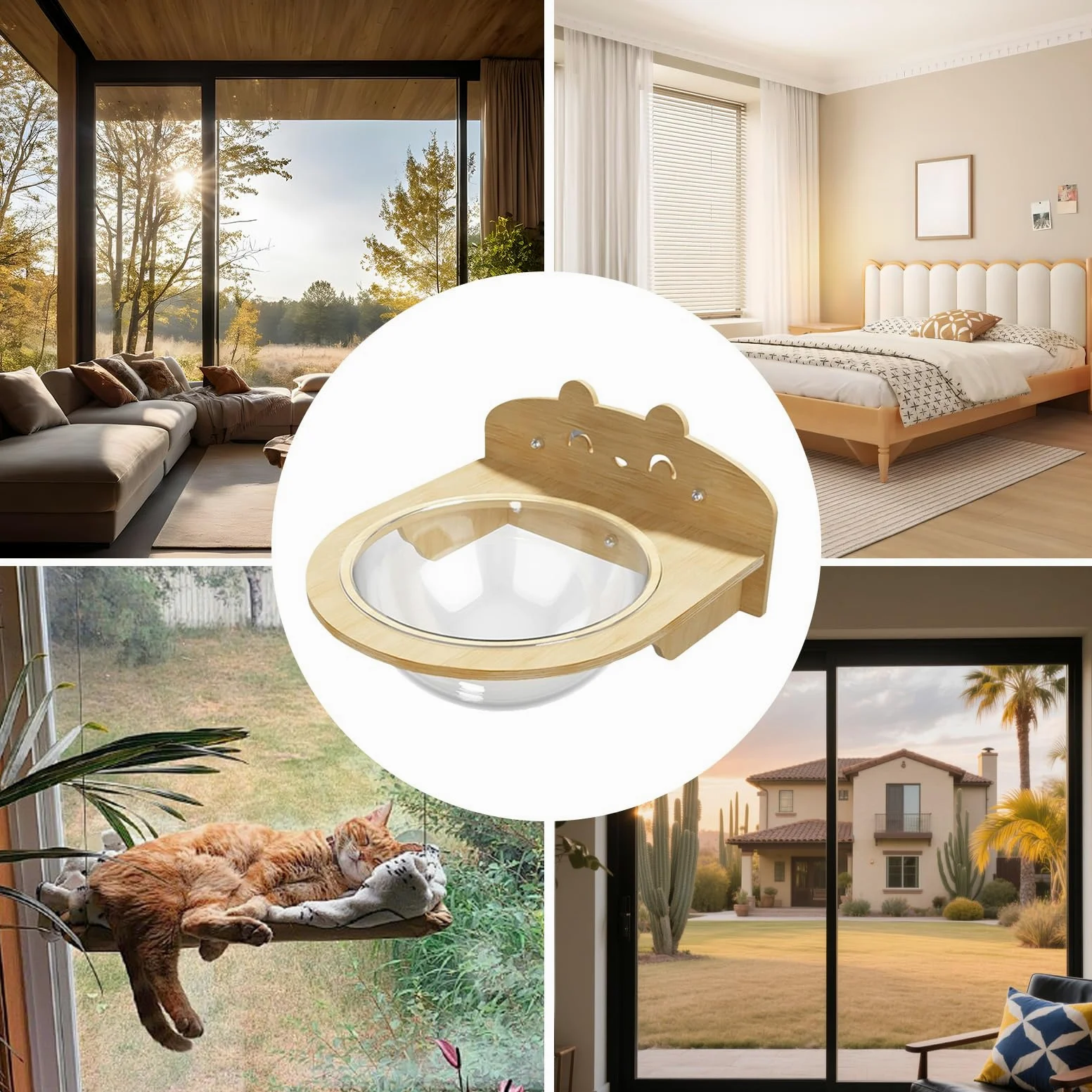 Hamaca Ventana para Gatos Escalada, Baño de Sol, Siesta, Descanso | Hamaca para gatos con ventosas de pared Para Apartamento Pequeño, Balcones, Hogar, Oficinas, Estudio Y Salones