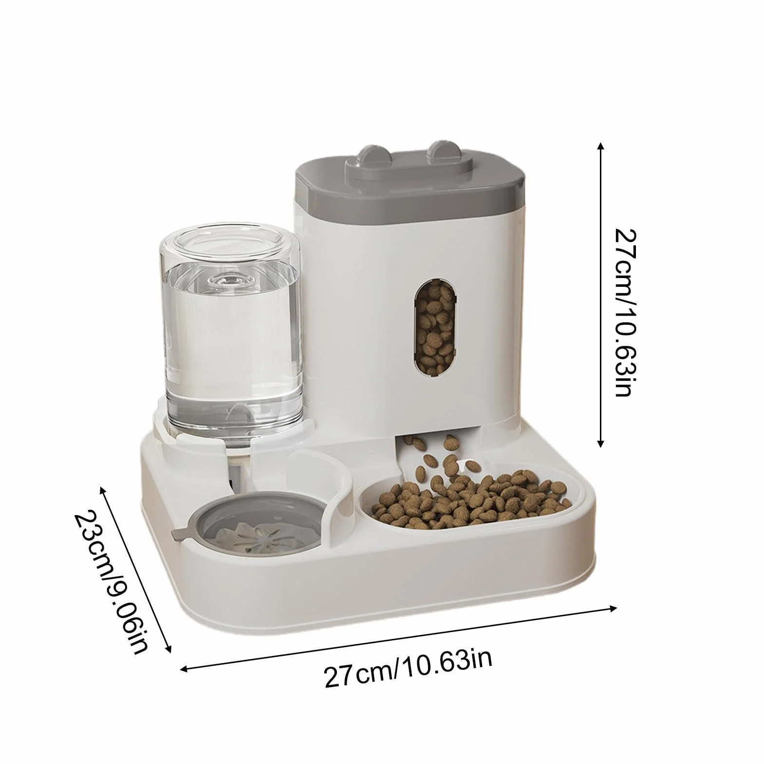 Comederos Automático para Gatos - Dispensador De Agua Y Comida para Mascotas 2 En 1 | Dispensador Inteligente De Comida para Gatos Automático para Interiores para Perros Y Gato Pequeños (Gris)