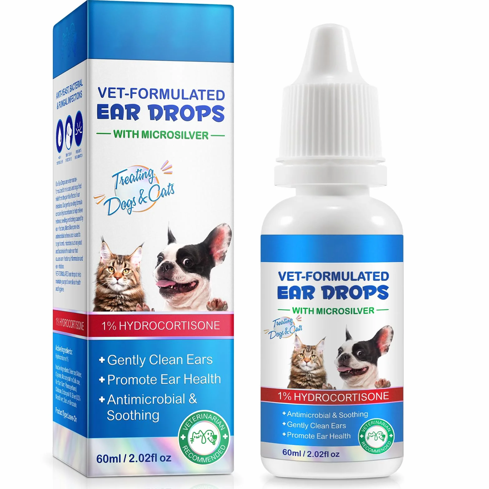 Gotas para el tratamiento de infecciones de oído en gatos y perros, limpiador de oídos para perros para aliviar la picazón en los oídos, elimina el cerumen, cuidado de los oídos para gatos y